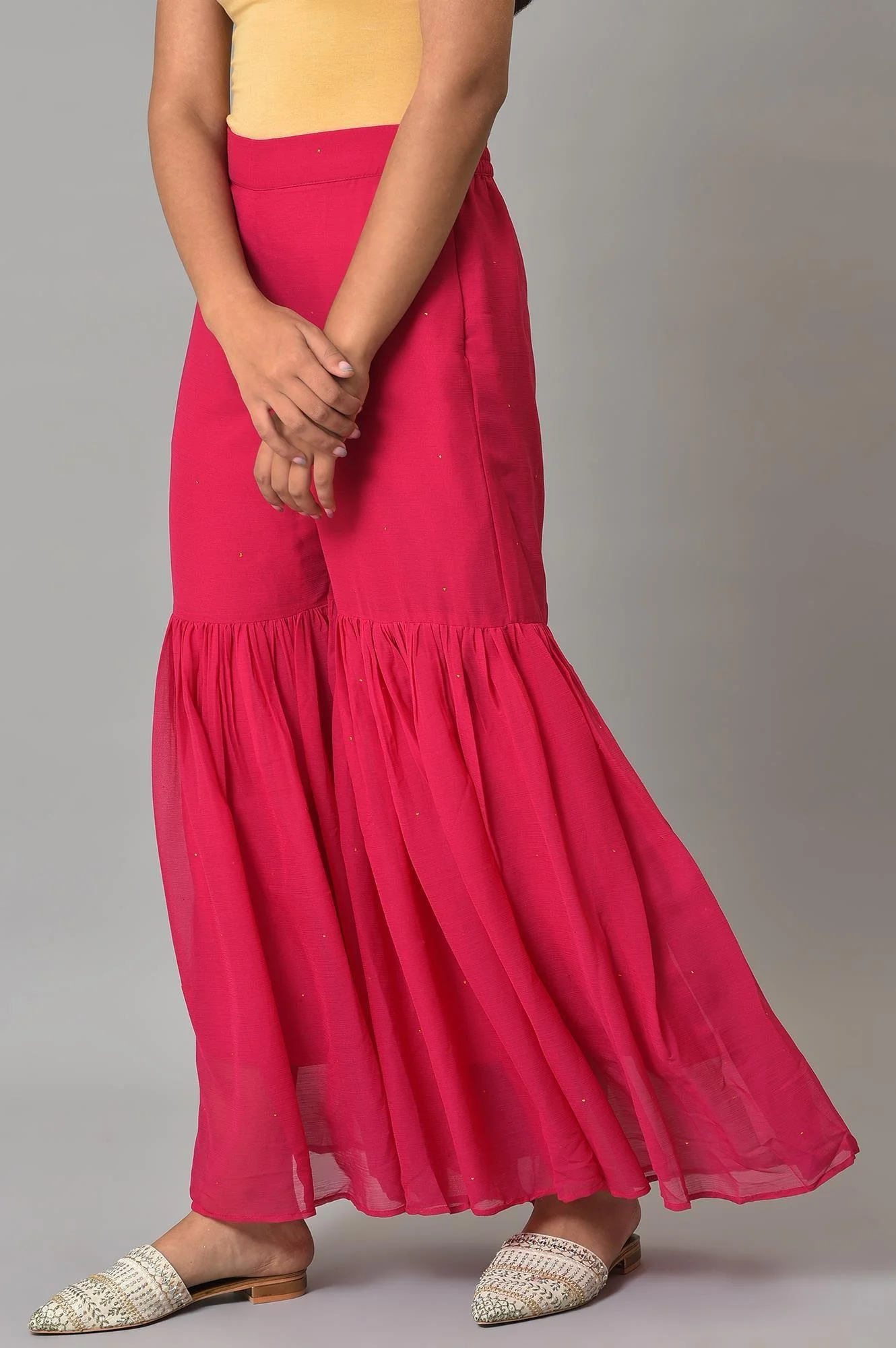 Pink Chiffon Flared Sharara - Image 3
