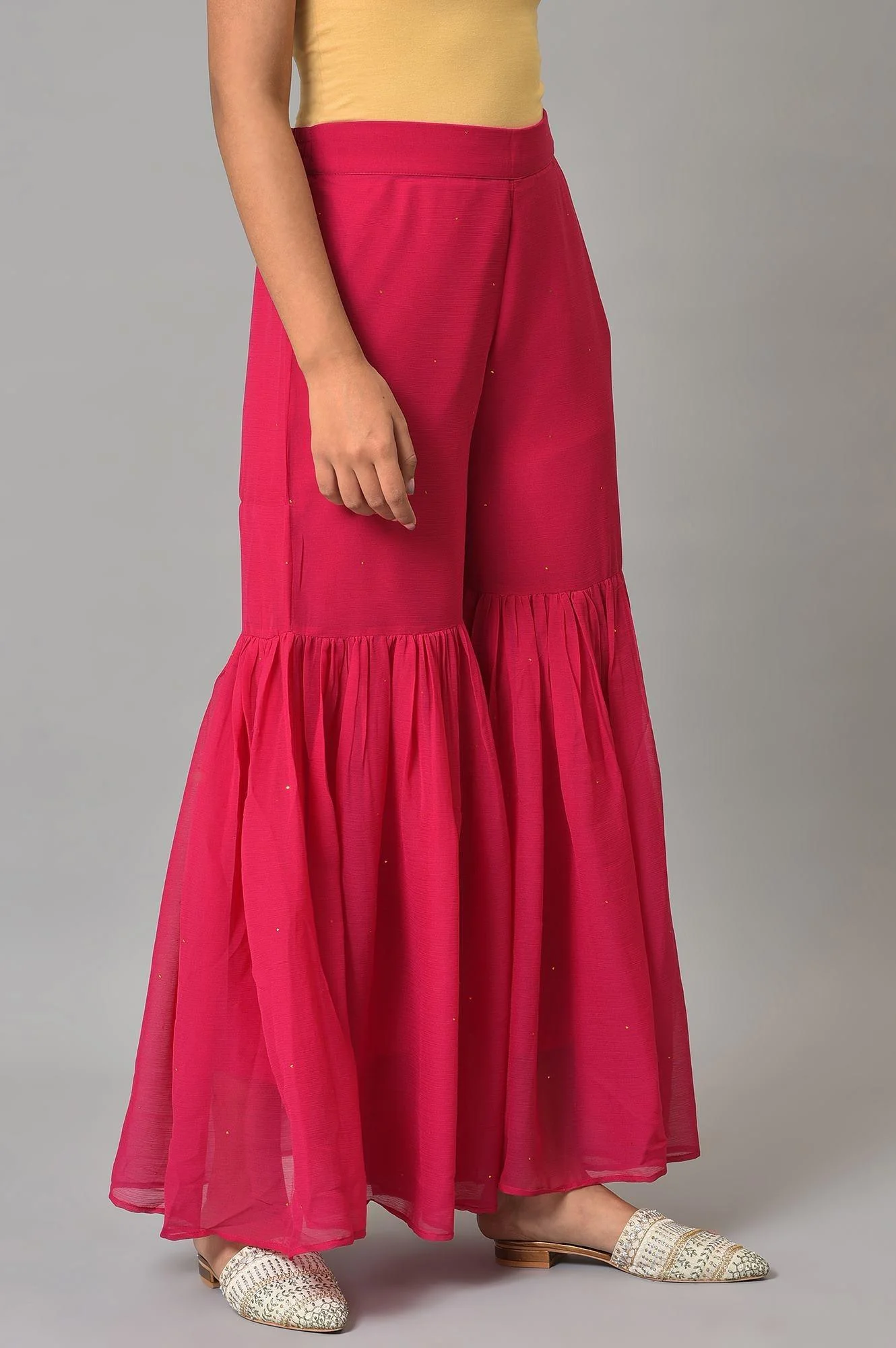 Pink Chiffon Flared Sharara - Image 4