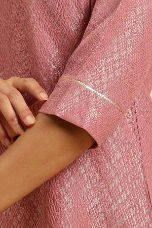 Pink Dobby Festive Embellished Kurta - Image 7