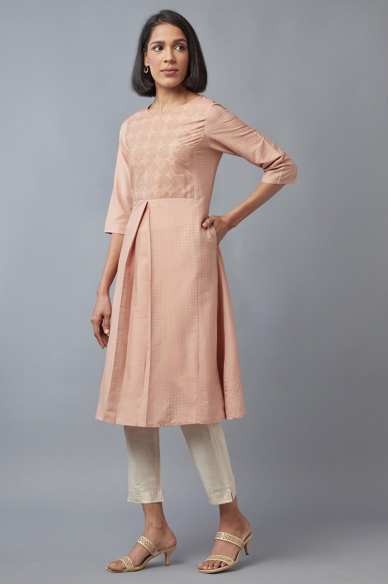 Pink Embellished kurta & Pants Set - Image 3