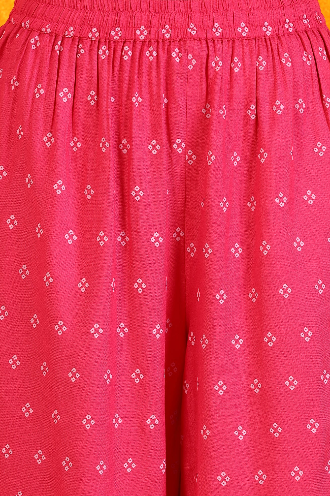 Pink Embroidered Chanderi Panelled Kurta, Cropped Pants and Dupatta Set - Image 8