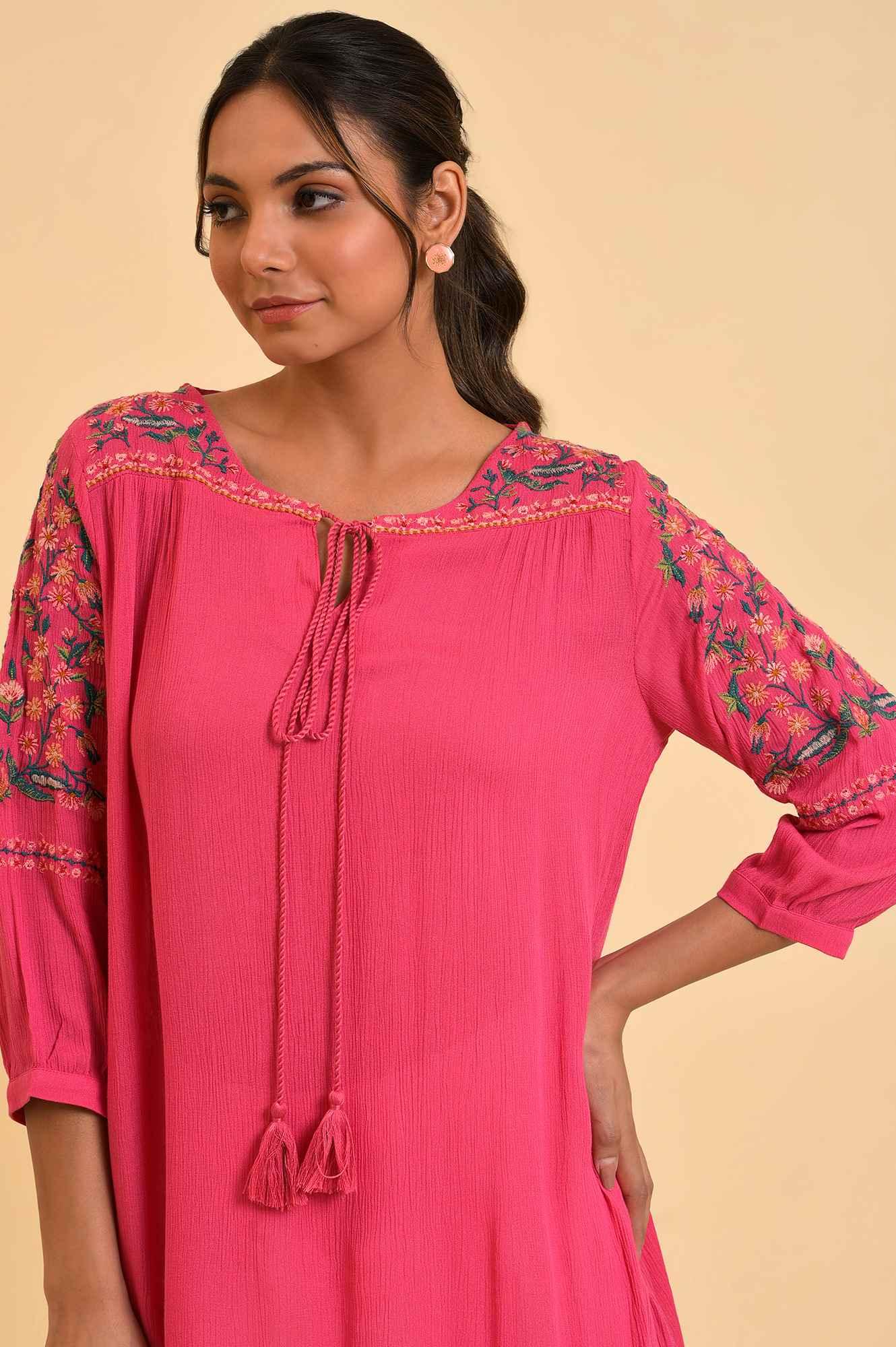 Pink Embroidered Flared Top - Image 6