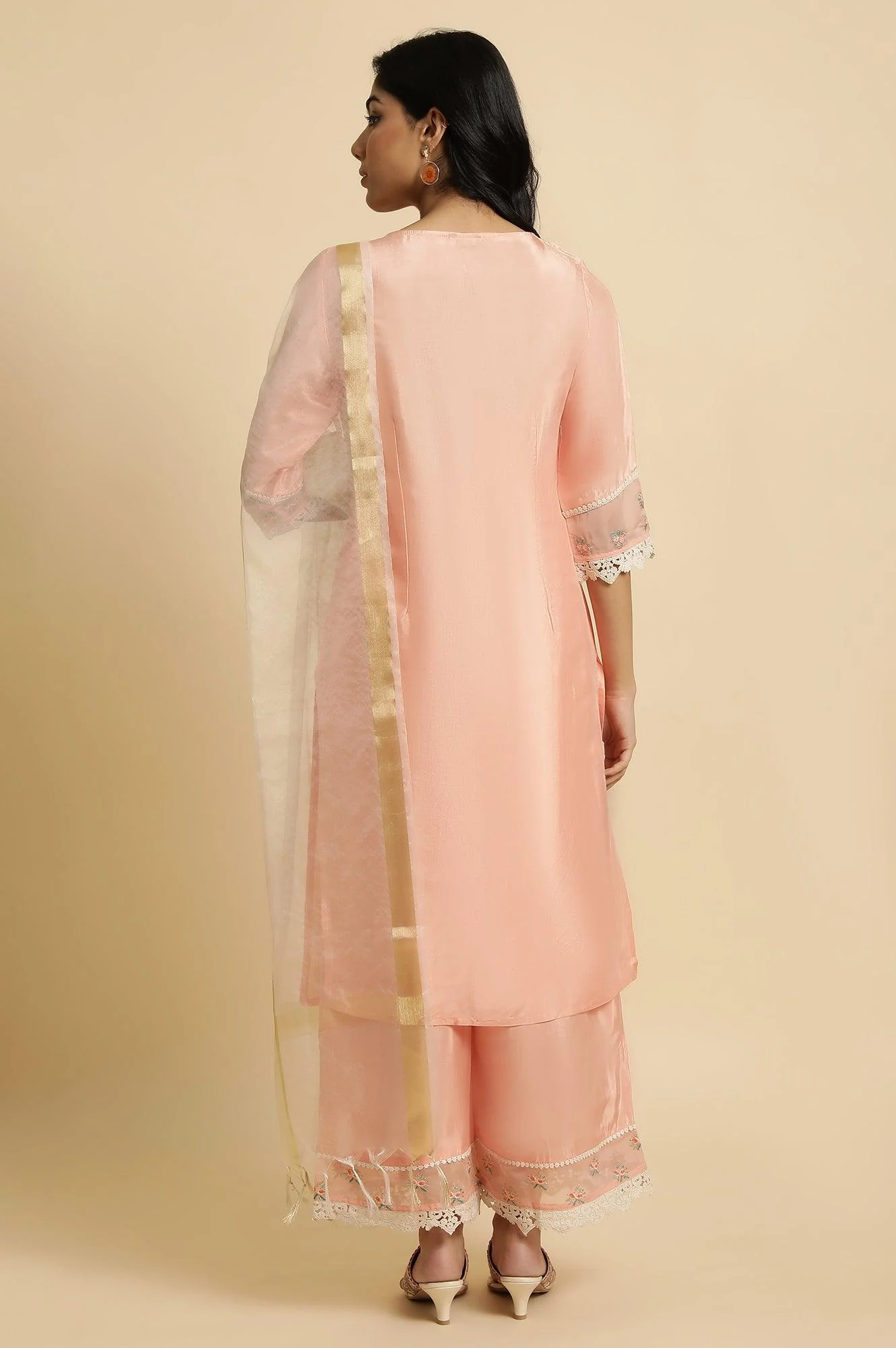 Pink Embroidered Plus Size kurta Set - Image 2