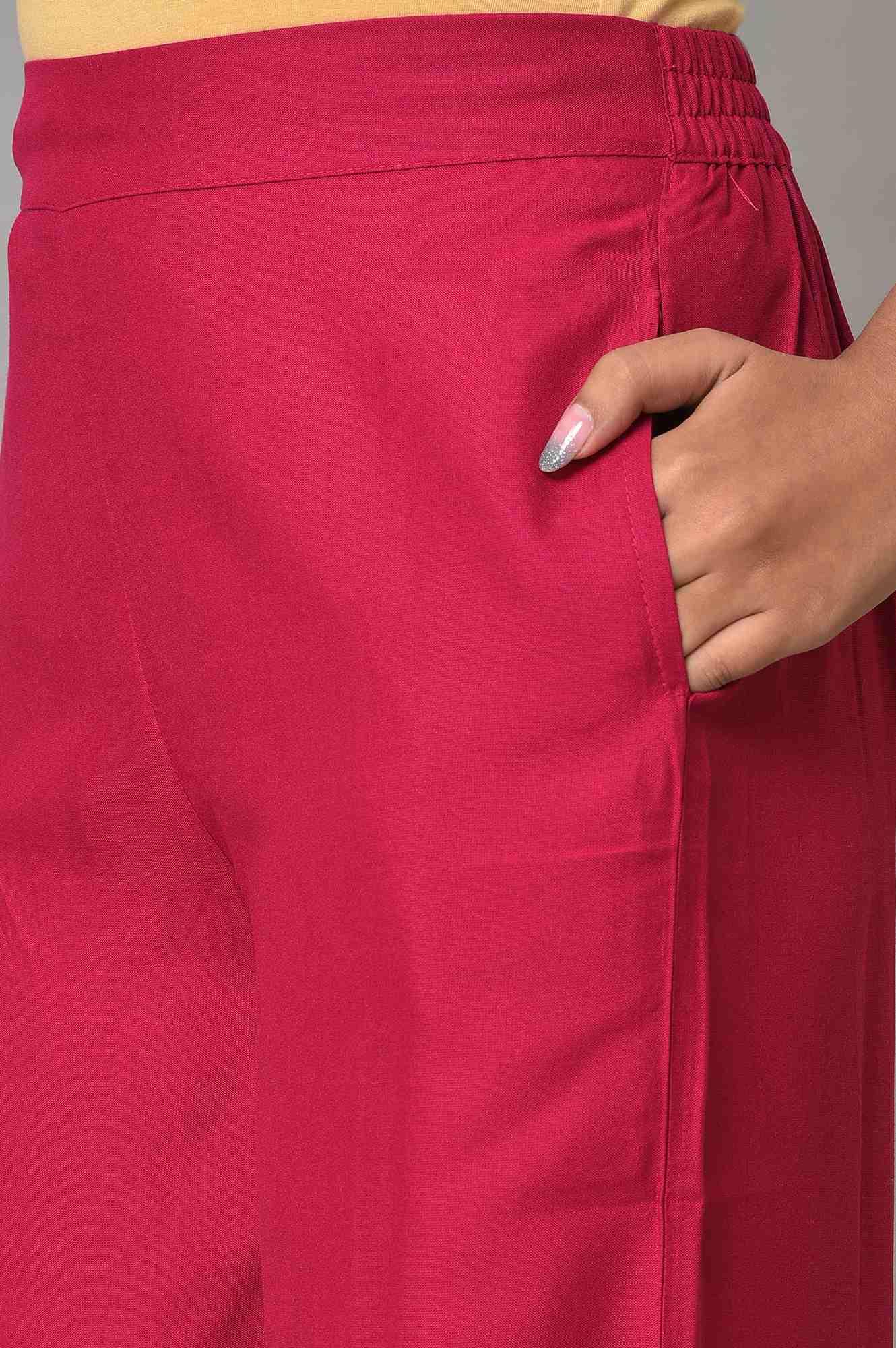 Pink Embroidered Plus Size Parallel Pants - Image 7