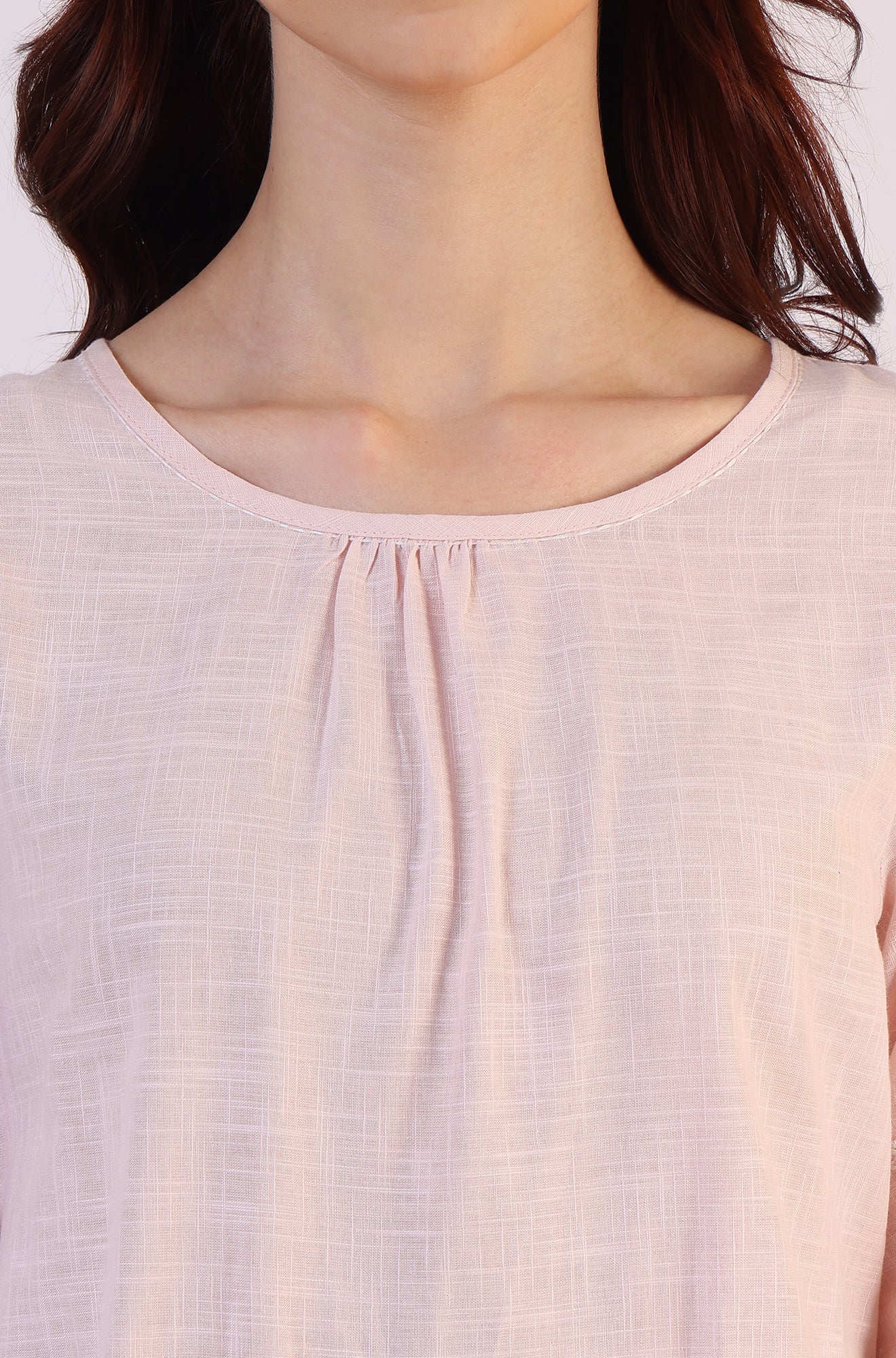 Pink Embroidered Pure Cotton Scalloped Western Top - Image 4