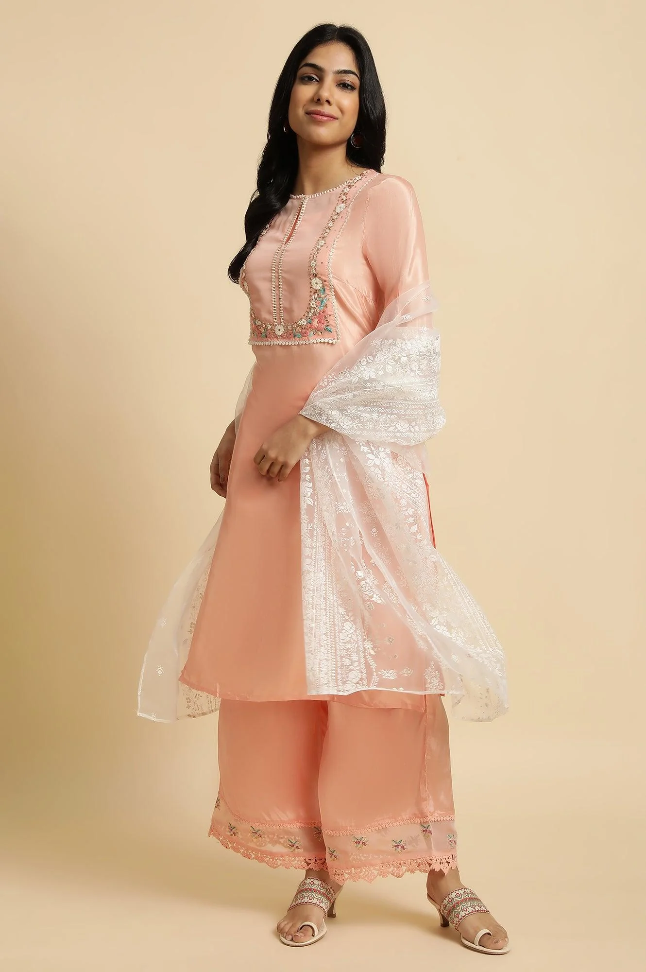 Pink Embroidered Shantun Plus Size Festive kurta - Image 3