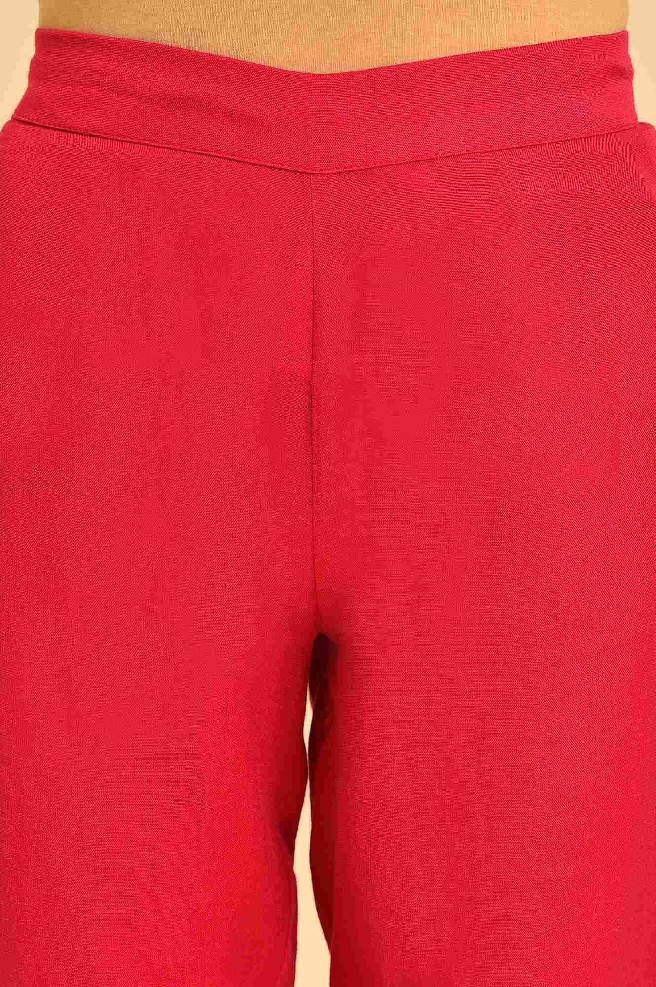Pink Embroidered Slim Pants - Image 6