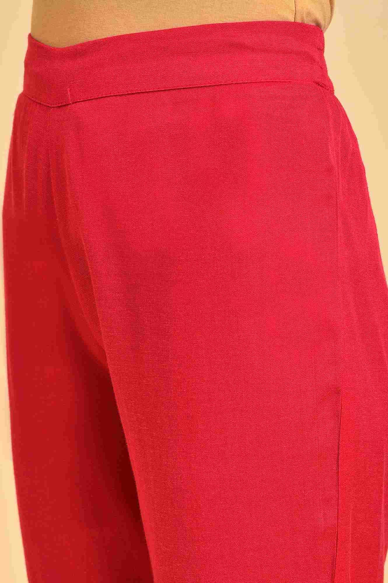 Pink Embroidered Slim Pants - Image 7