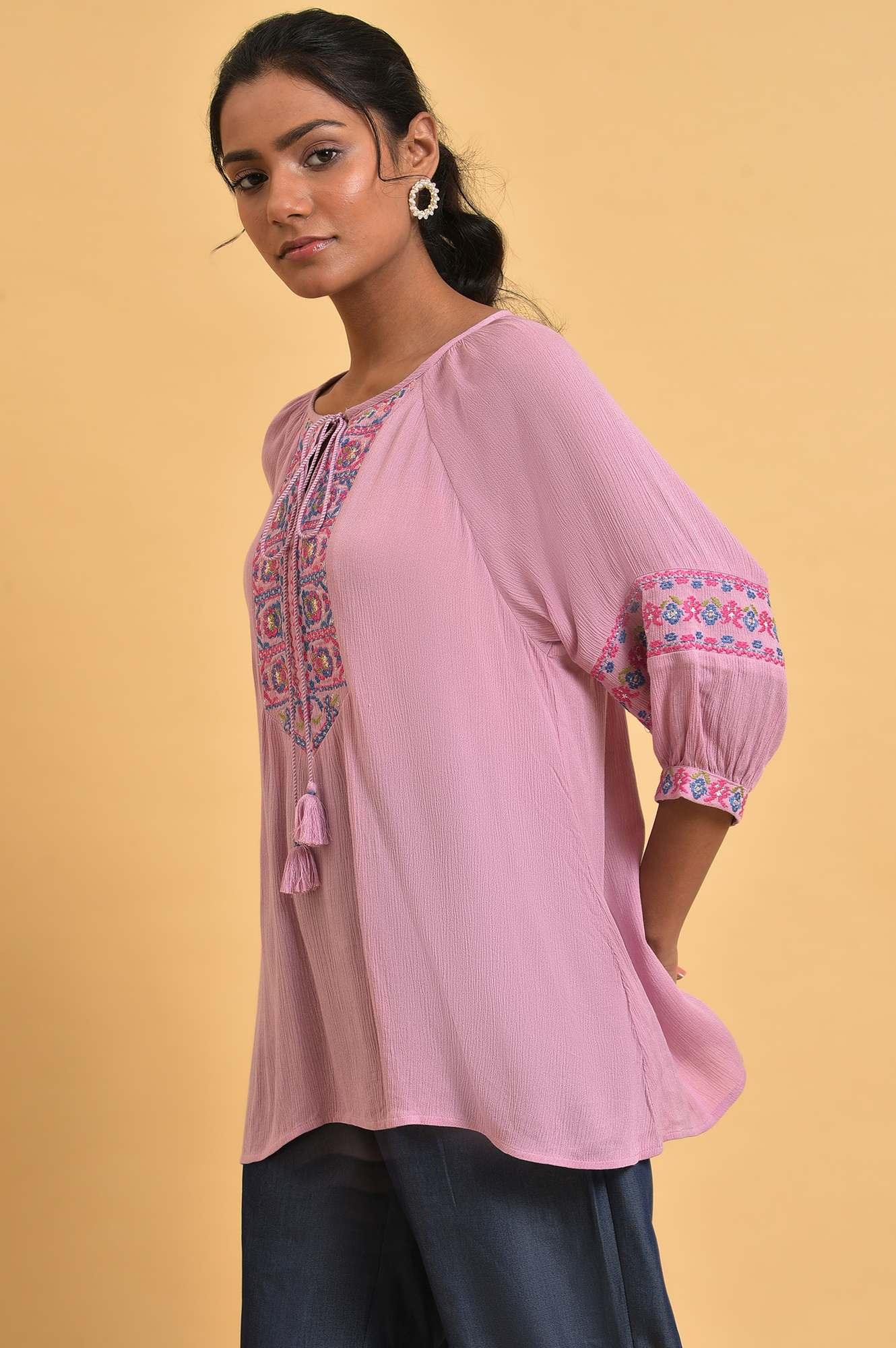 Pink Embroidered Western Top - Image 3