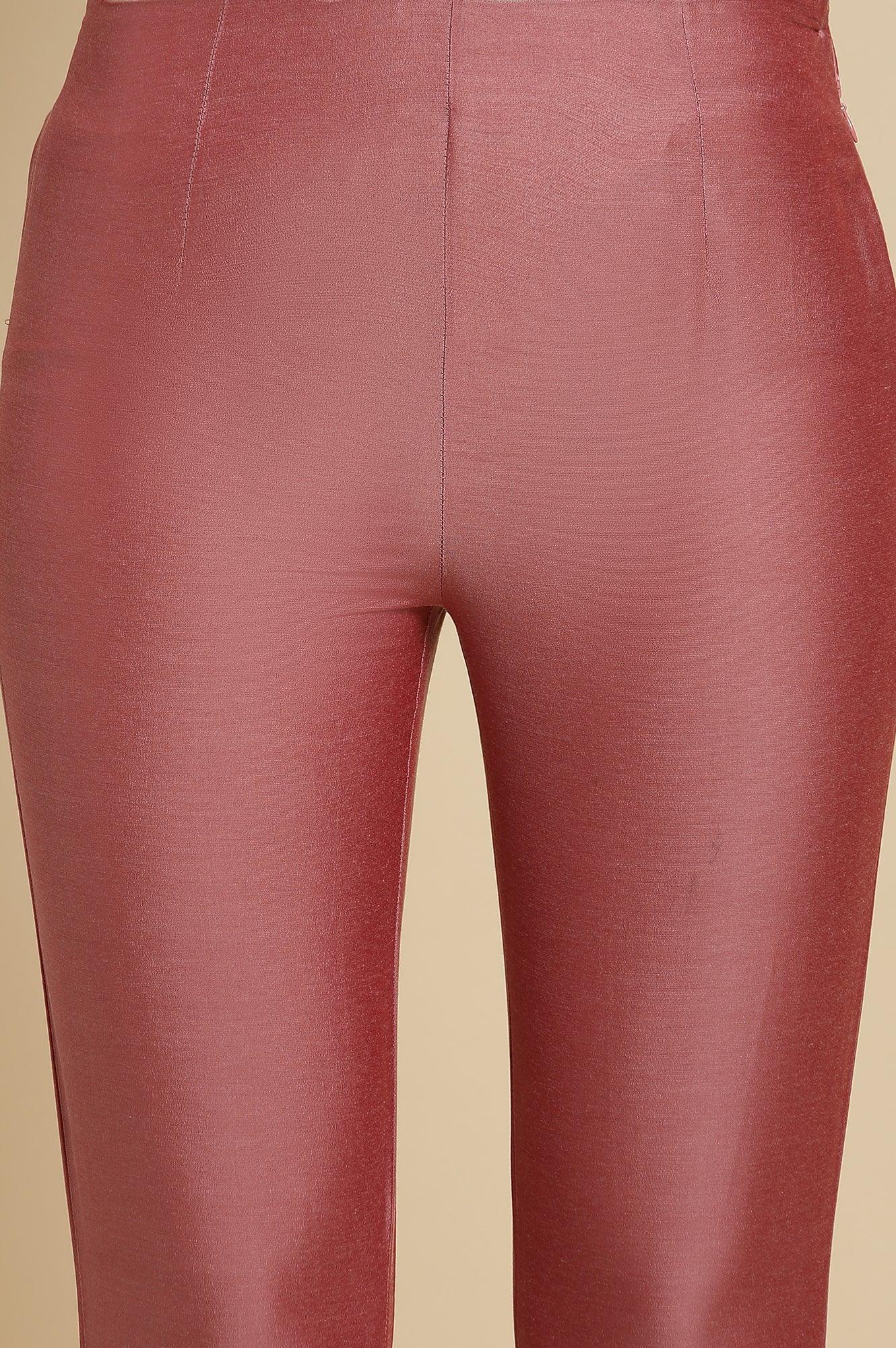 Pink Festive Solid Slim Pants - Image 7