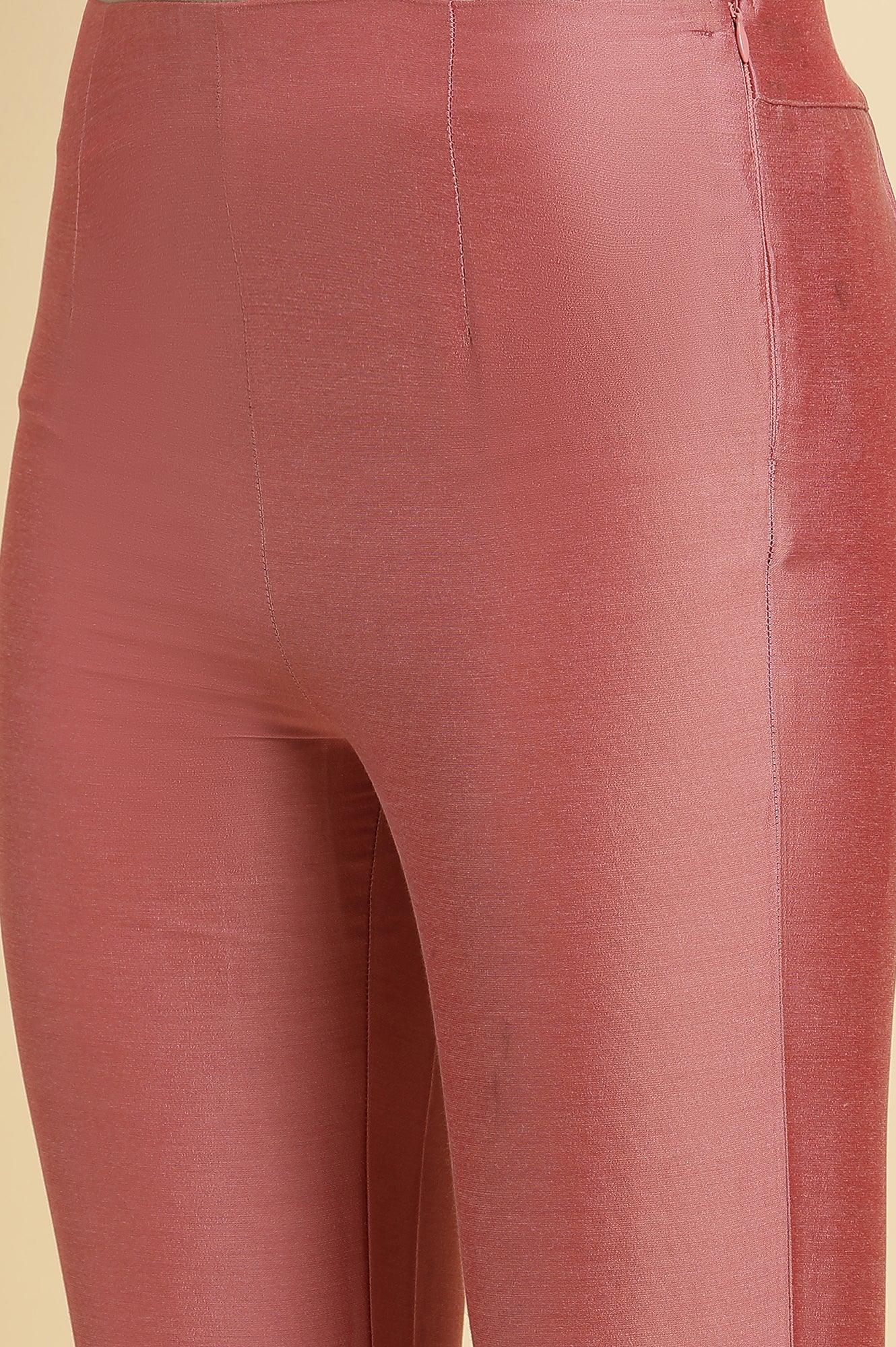 Pink Festive Solid Slim Pants - Image 8