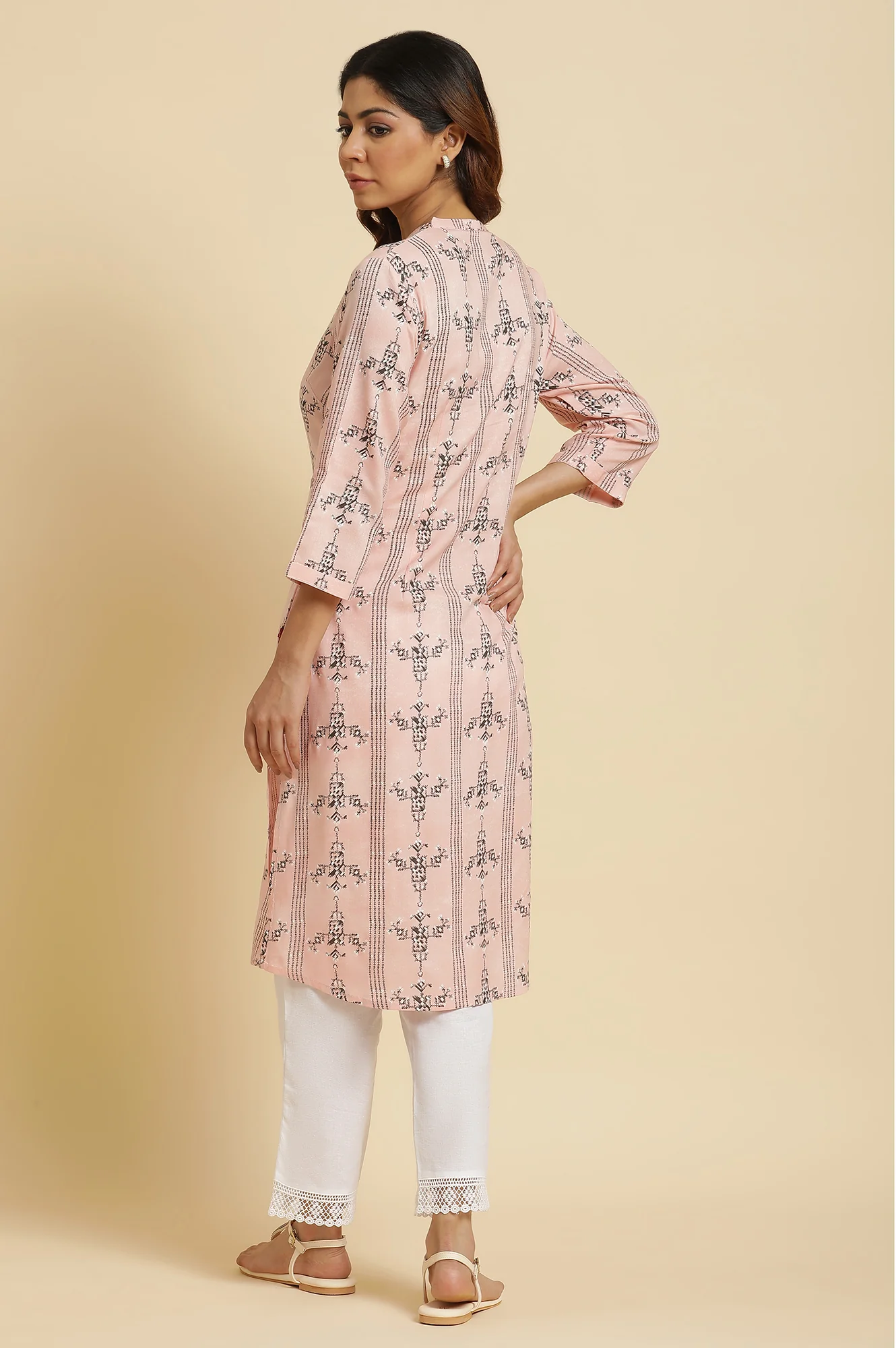 Pink Geometric Print Shirt Kurta - Image 4