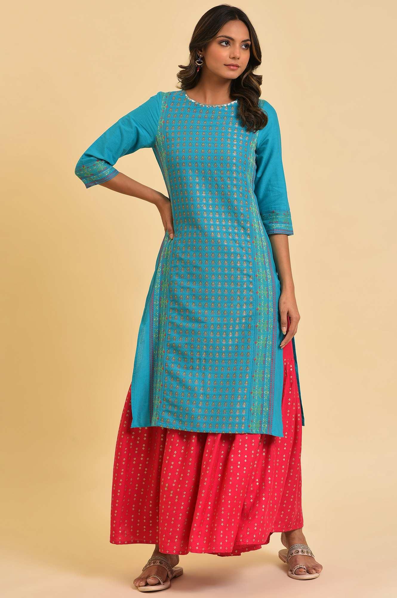 Pink Glitter Printed Sharara Pants - Image 5
