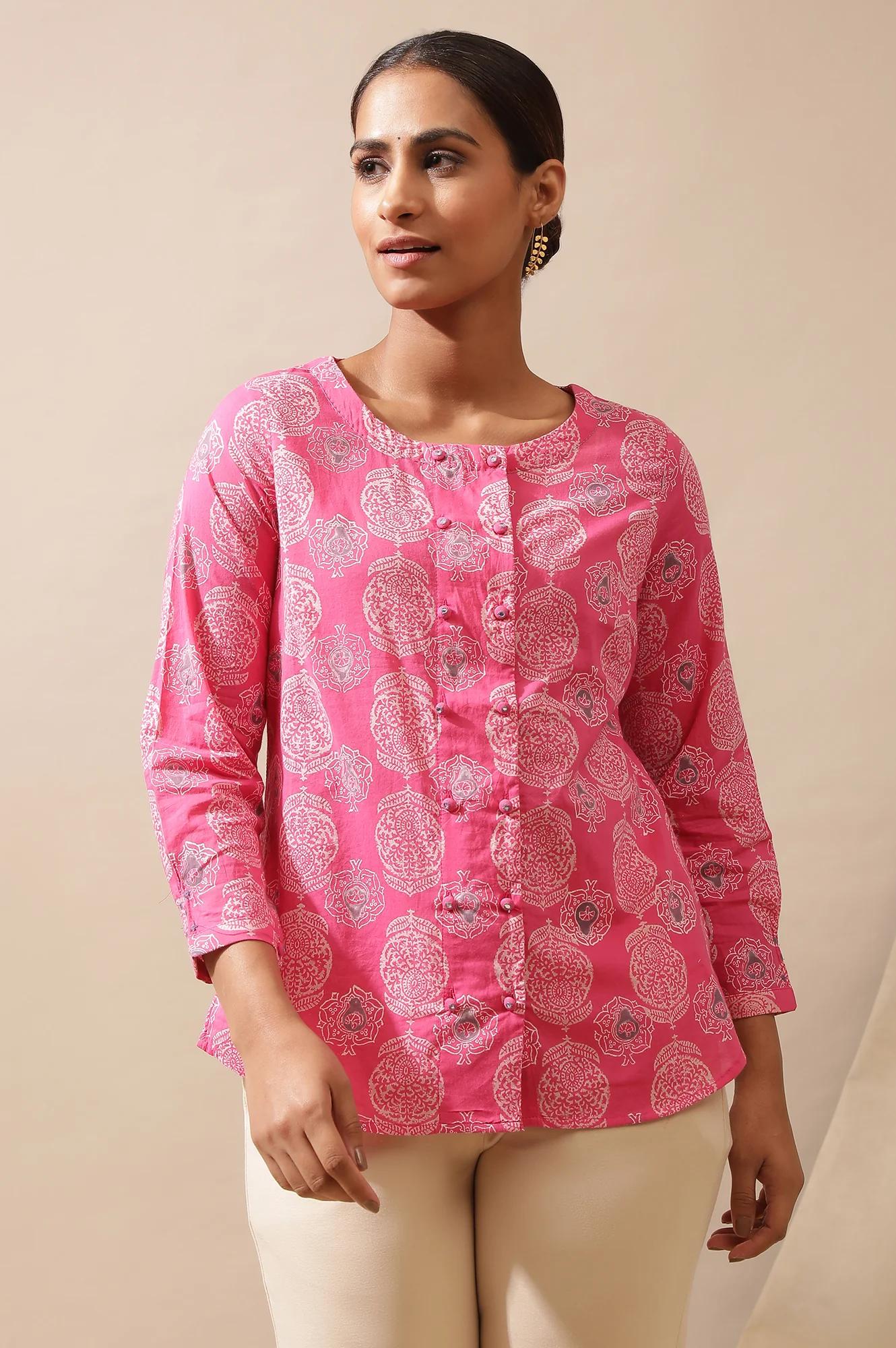 Pink Hand Block Printed Top - Image 2