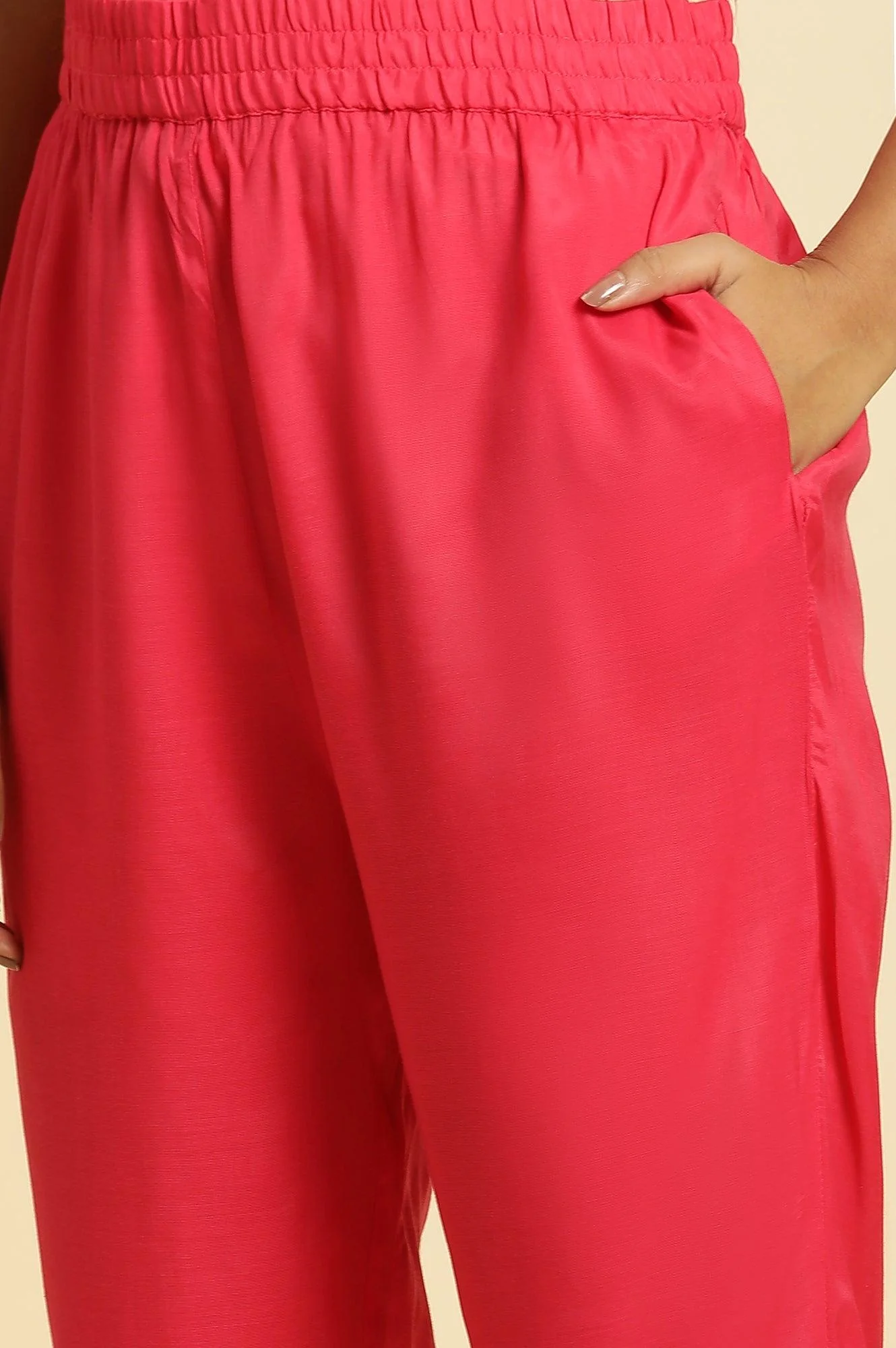 Pink Lace Work Kurta, Pants And Dupatta Set - Image 7