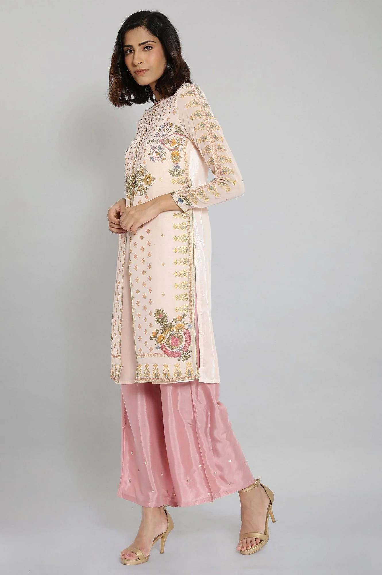 Pink Mock Layered Festive kurta - Image 3