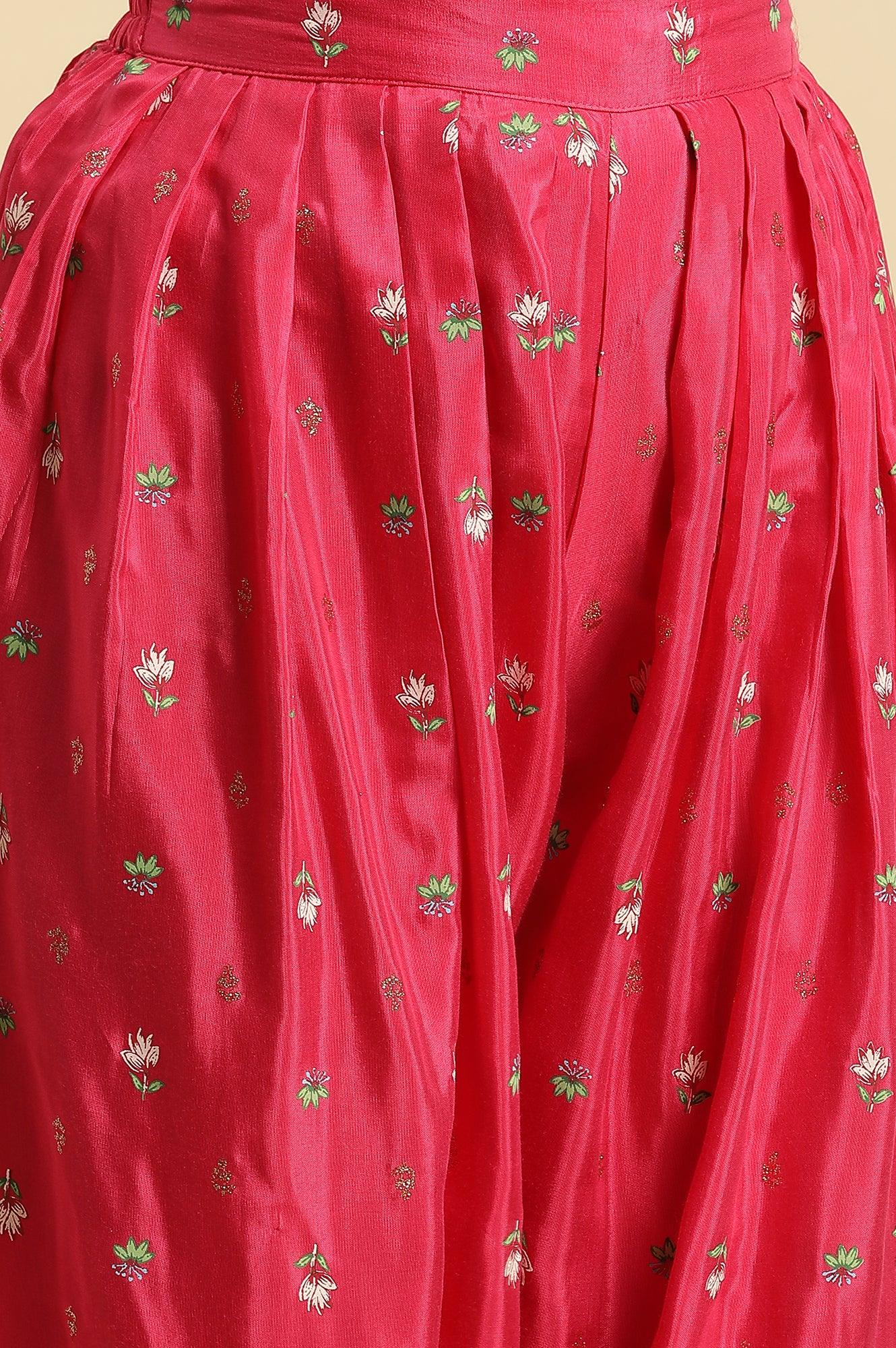 Pink Pleated Floral Printed Salwar Pants - Image 7