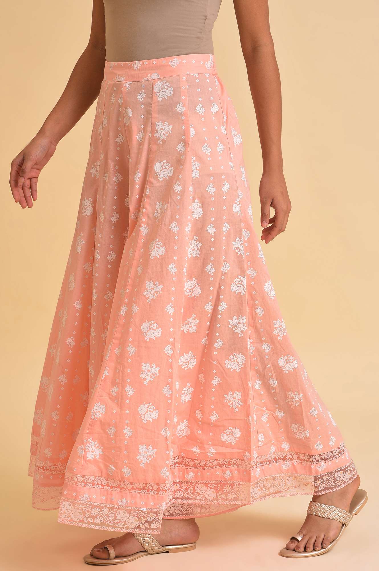 Pink Printed Festive Culottes - Image 3