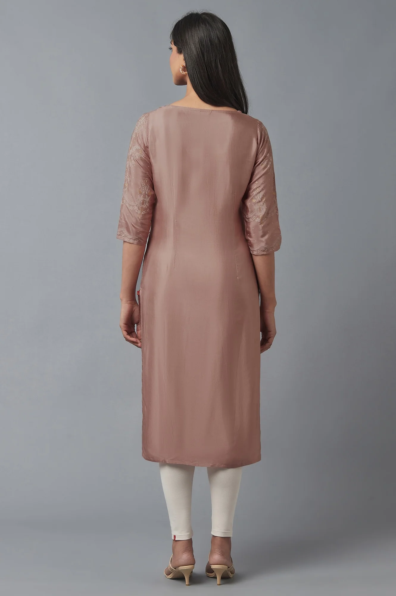 Misty Rose Printed Shantung kurta - Image 2