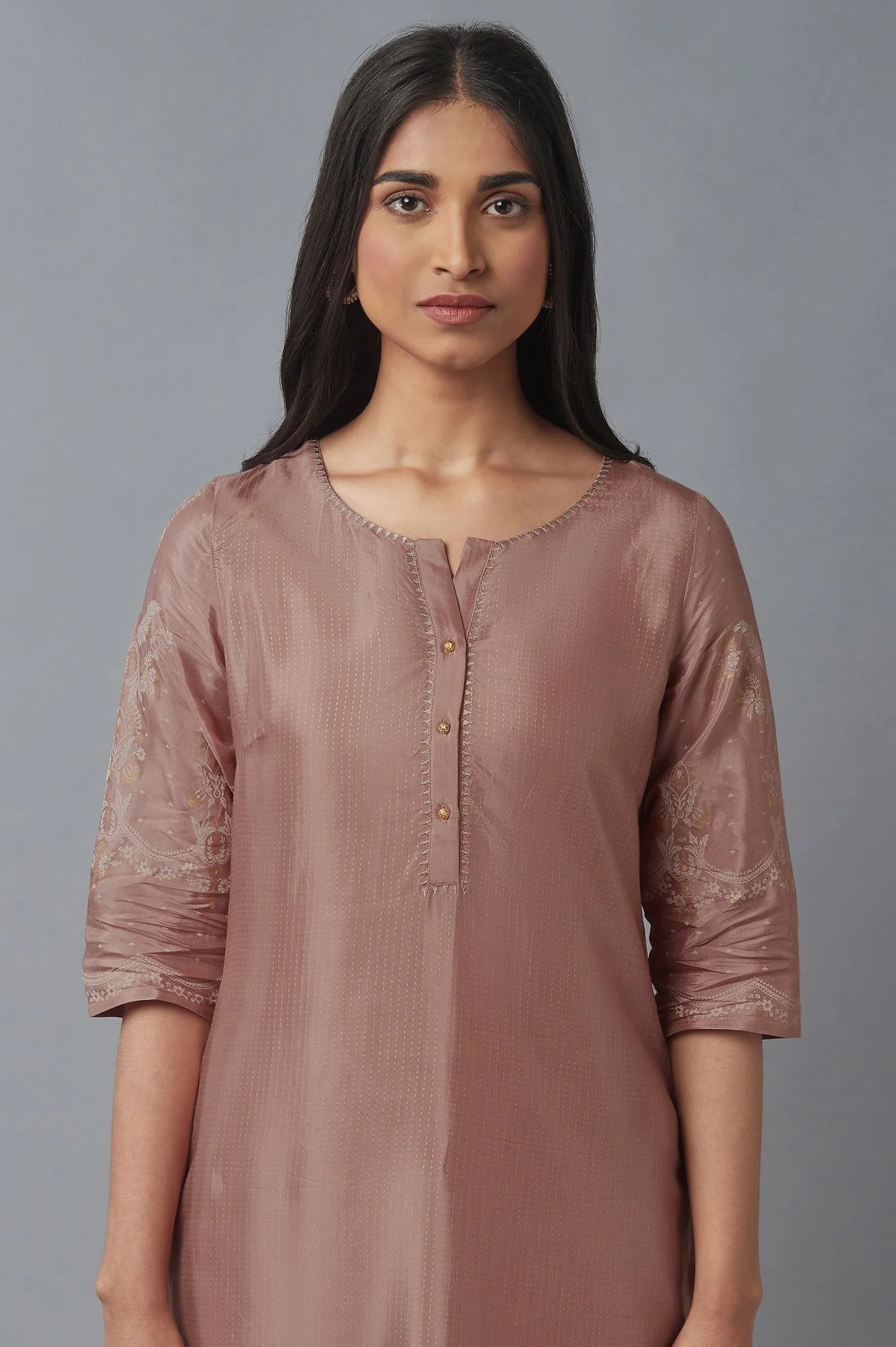 Misty Rose Printed Shantung kurta - Image 5