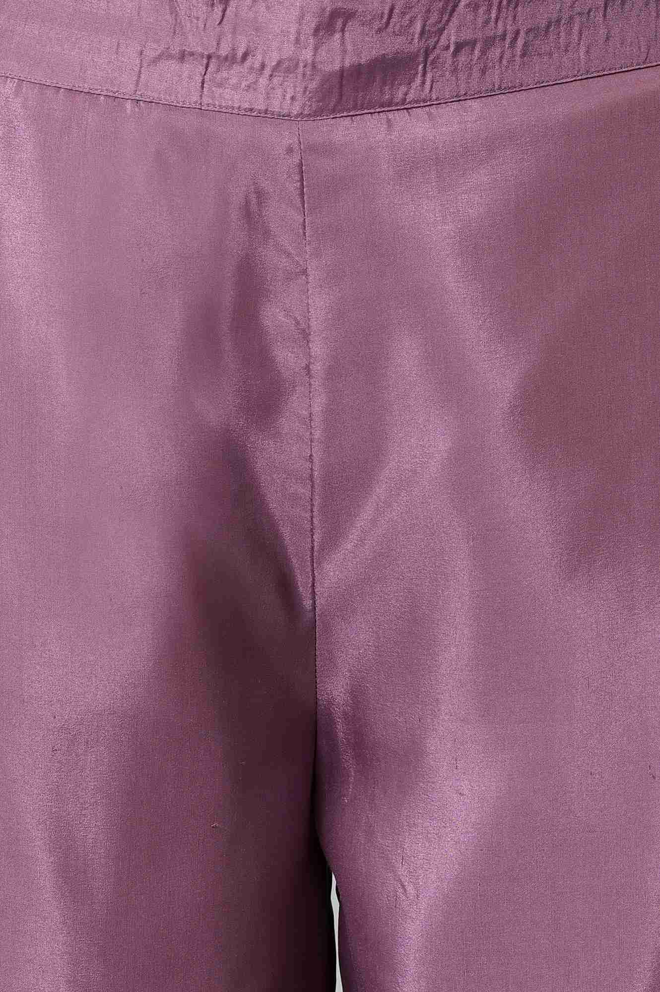 Purple Shantung Straight Parallel Pants - Image 5