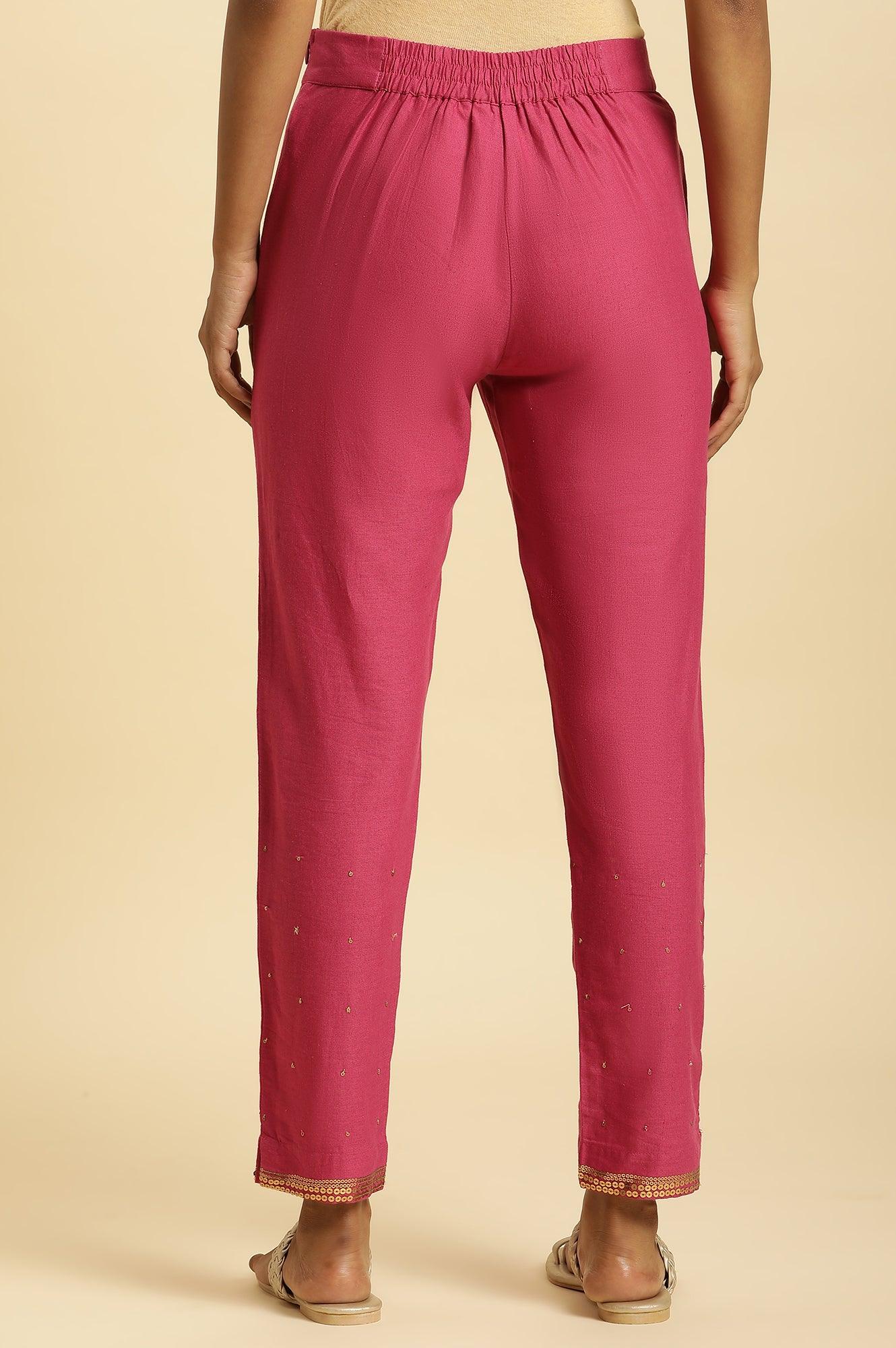 Pink Slim Pants with Metallic Sequin - Image 3