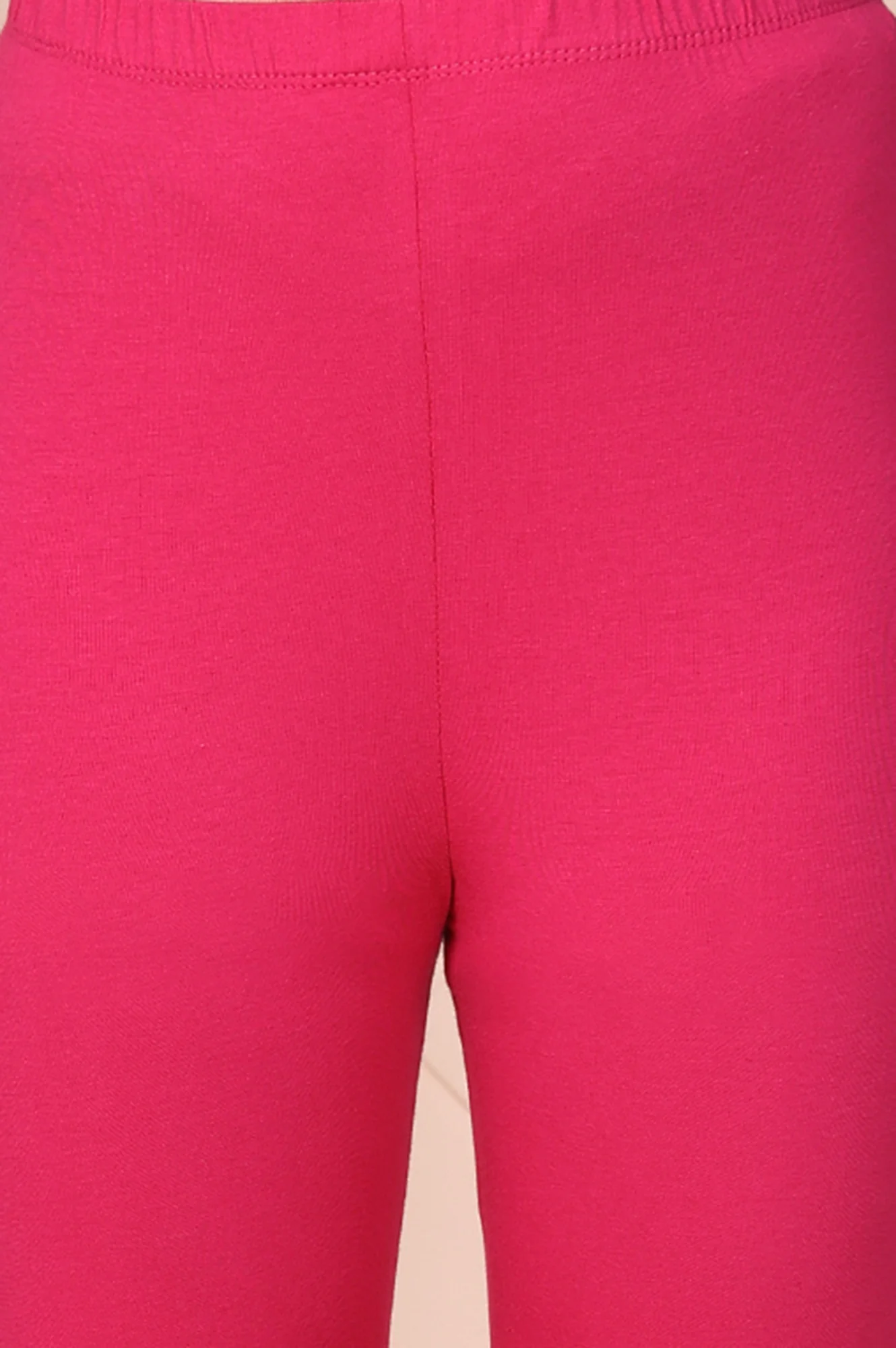 Pink Solid Ankle-Length Cotton Leggings - Image 6