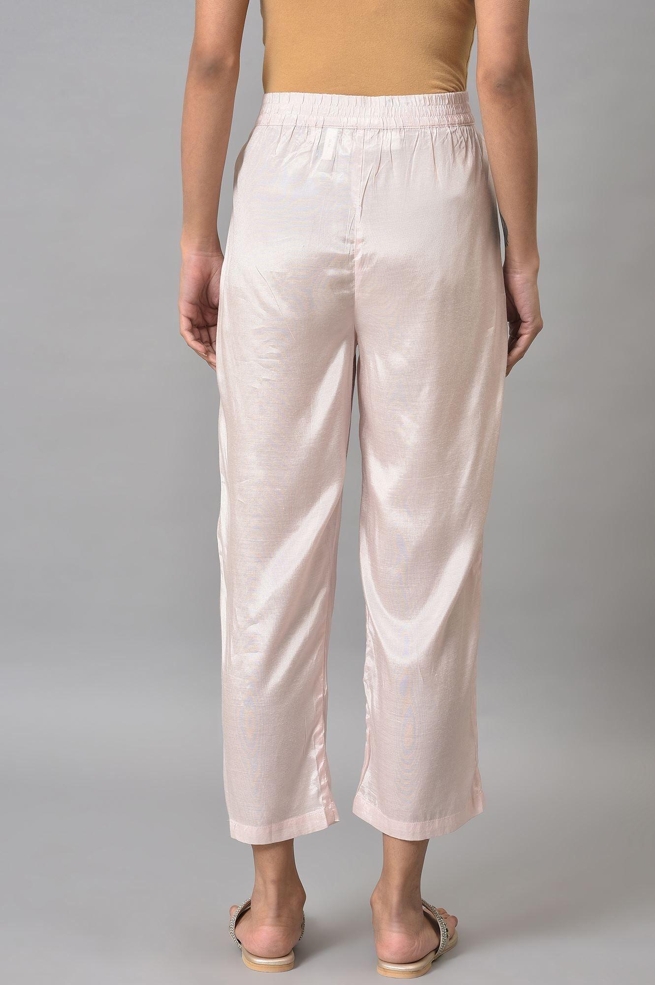 Pink Solid Slim Pants In Straight Silhouette - Image 2