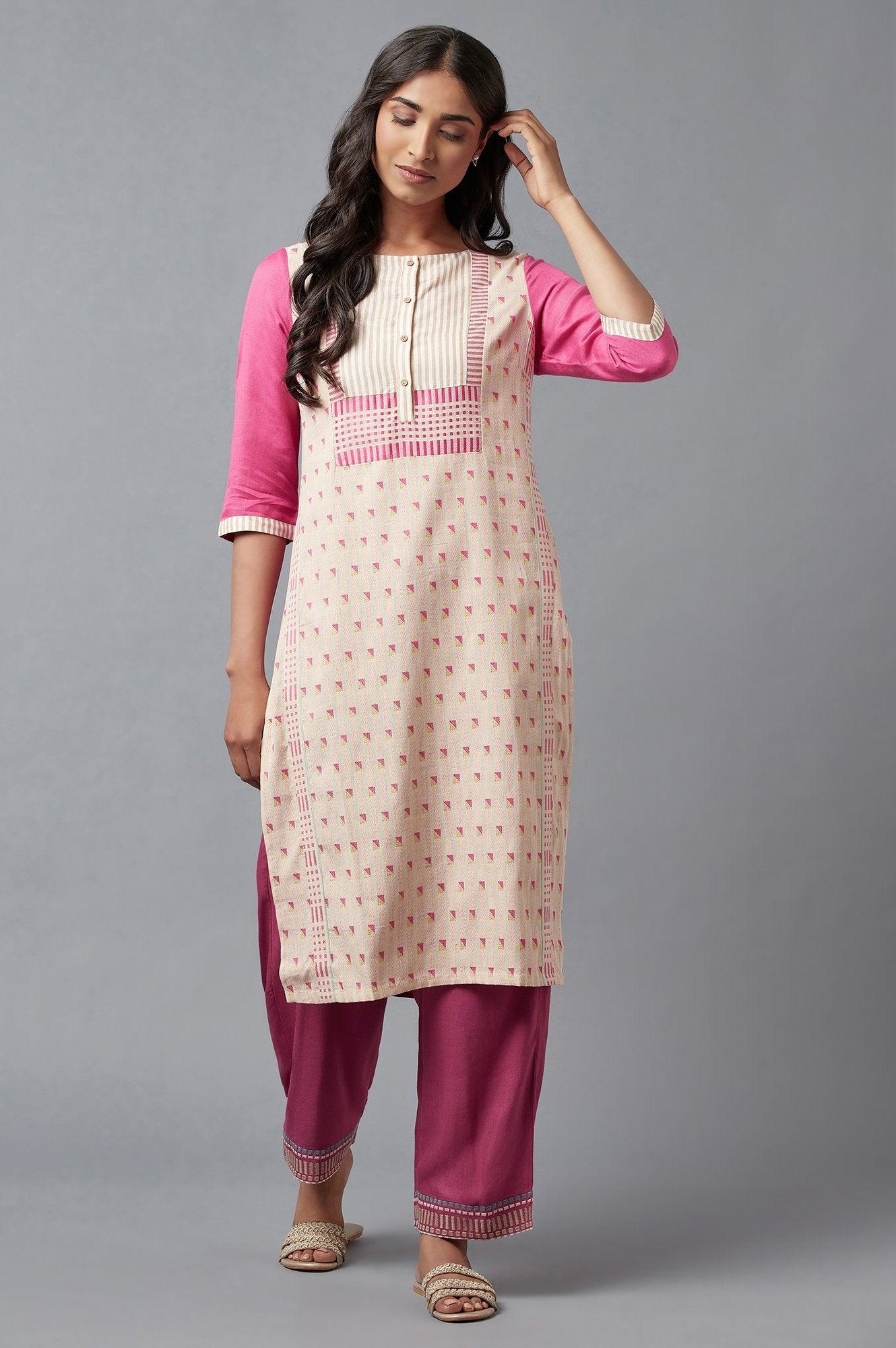 Pink Solid Slim Pants With Embroidery - Image 5
