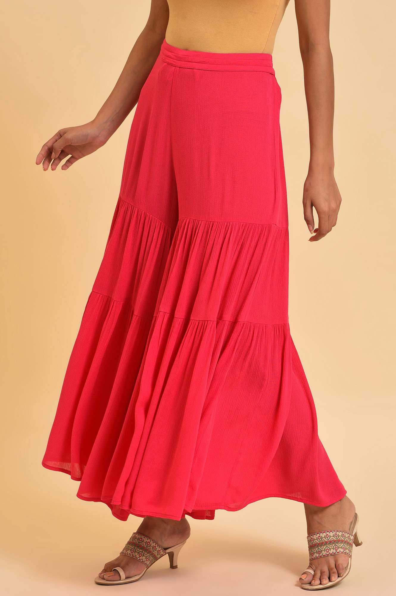 Pink Tiered Solid Sharara - Image 3