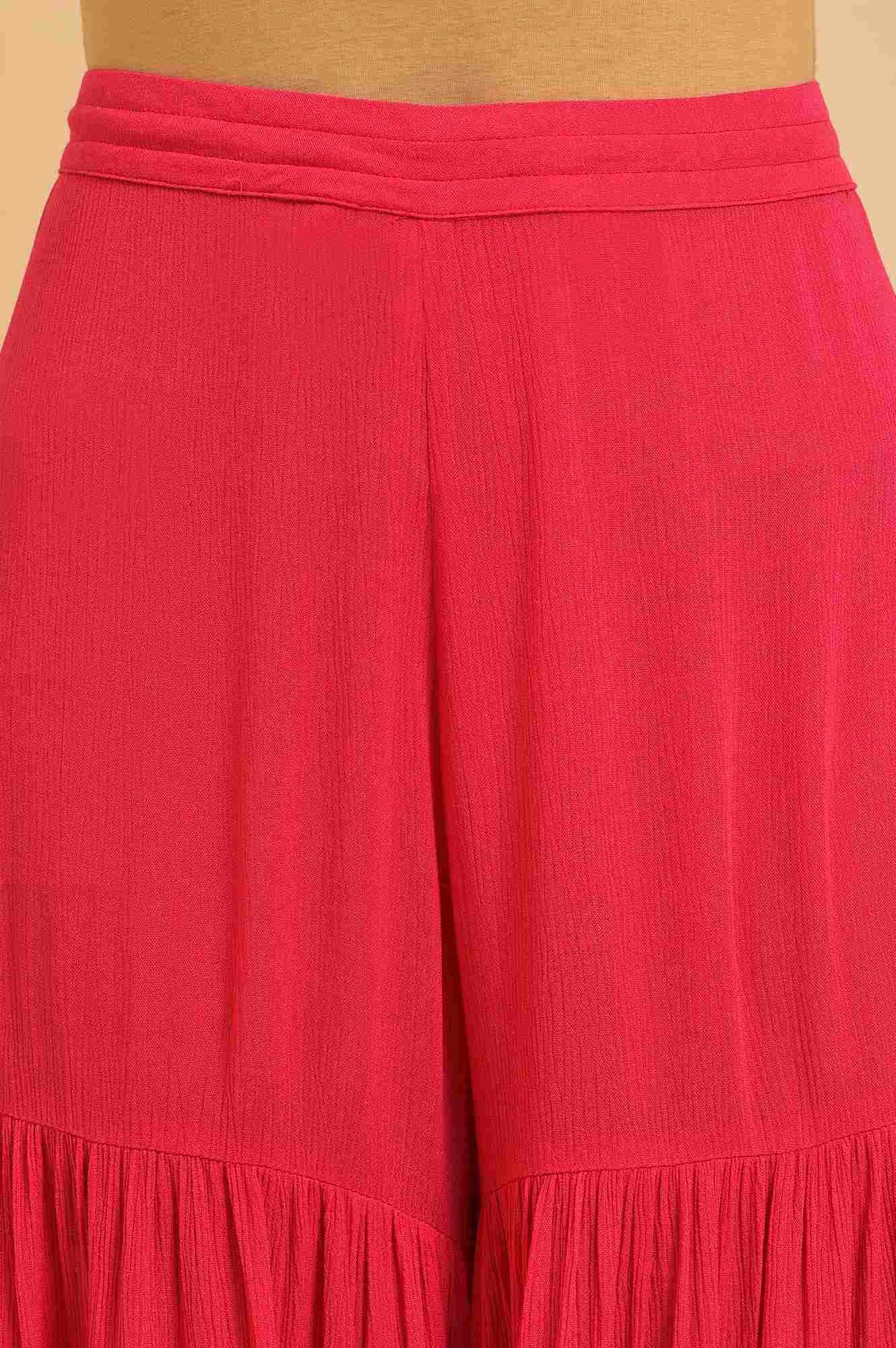 Pink Tiered Solid Sharara - Image 6