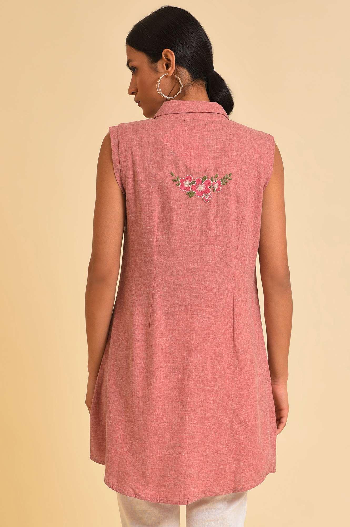 Pink Western Tunic With Embroidery - Image 2