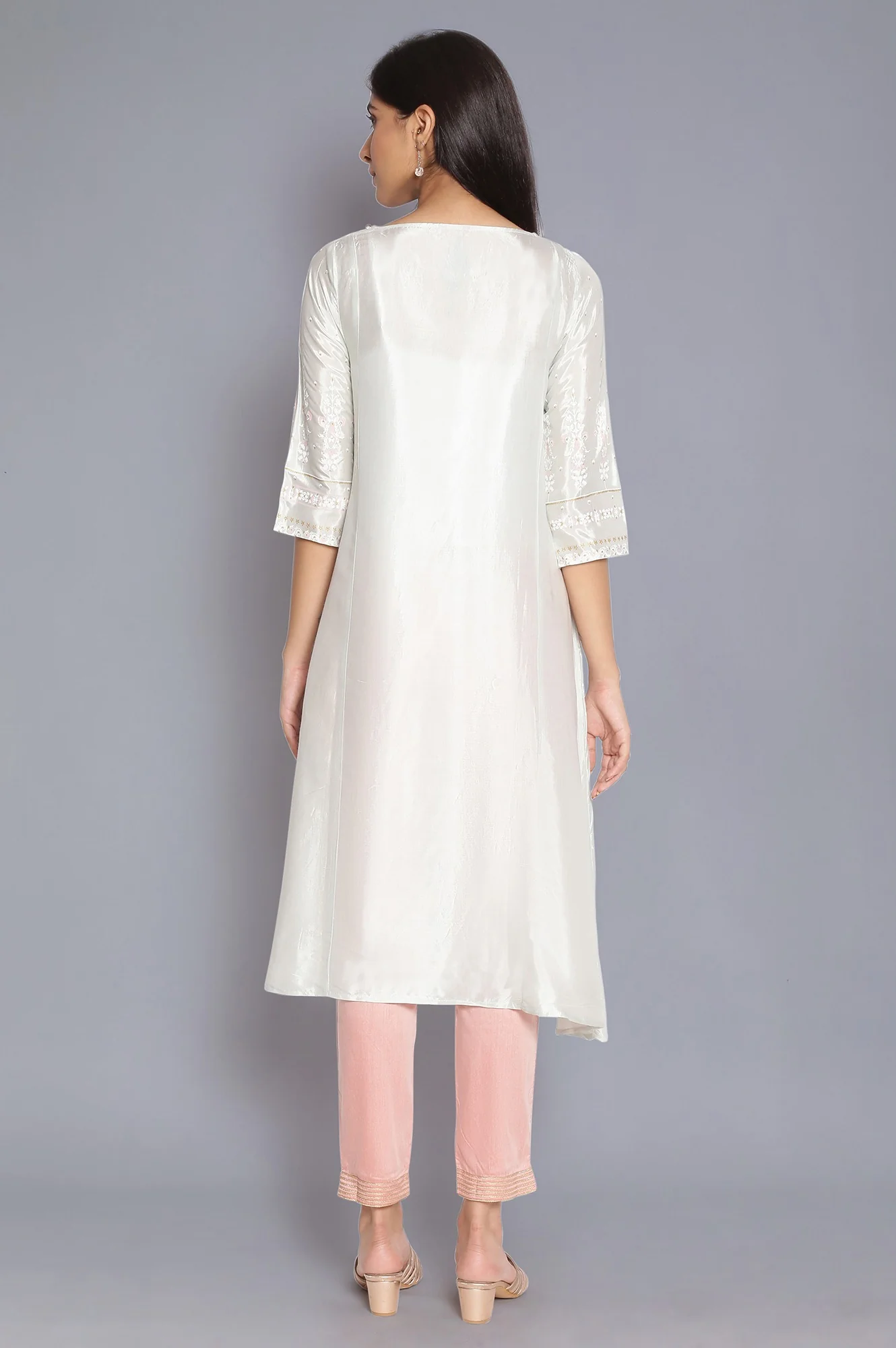 Pista Green Printed kurta with Embroidery - Image 2