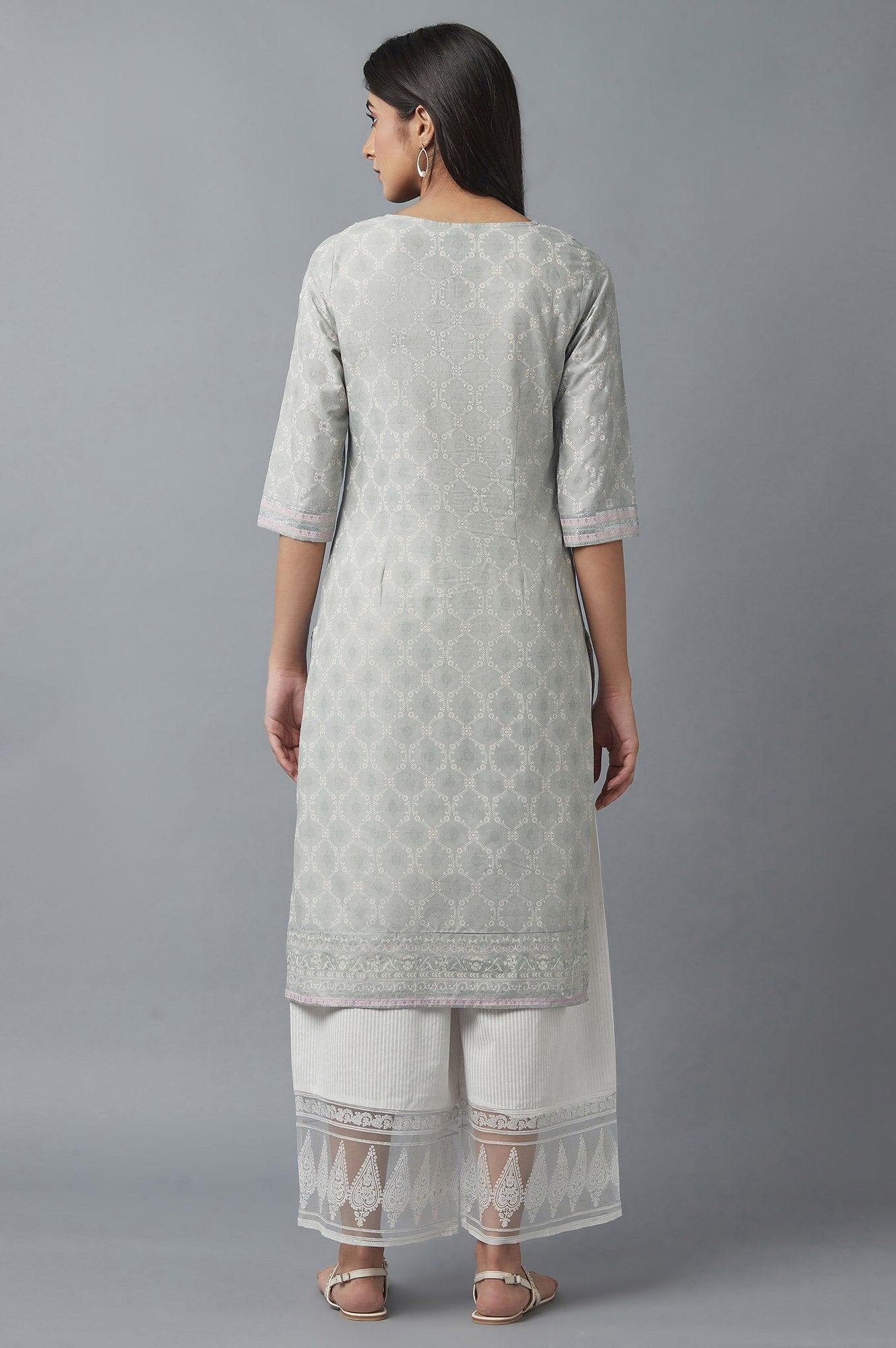 Pista Green Straight kurta & Palazzo Set - Image 2