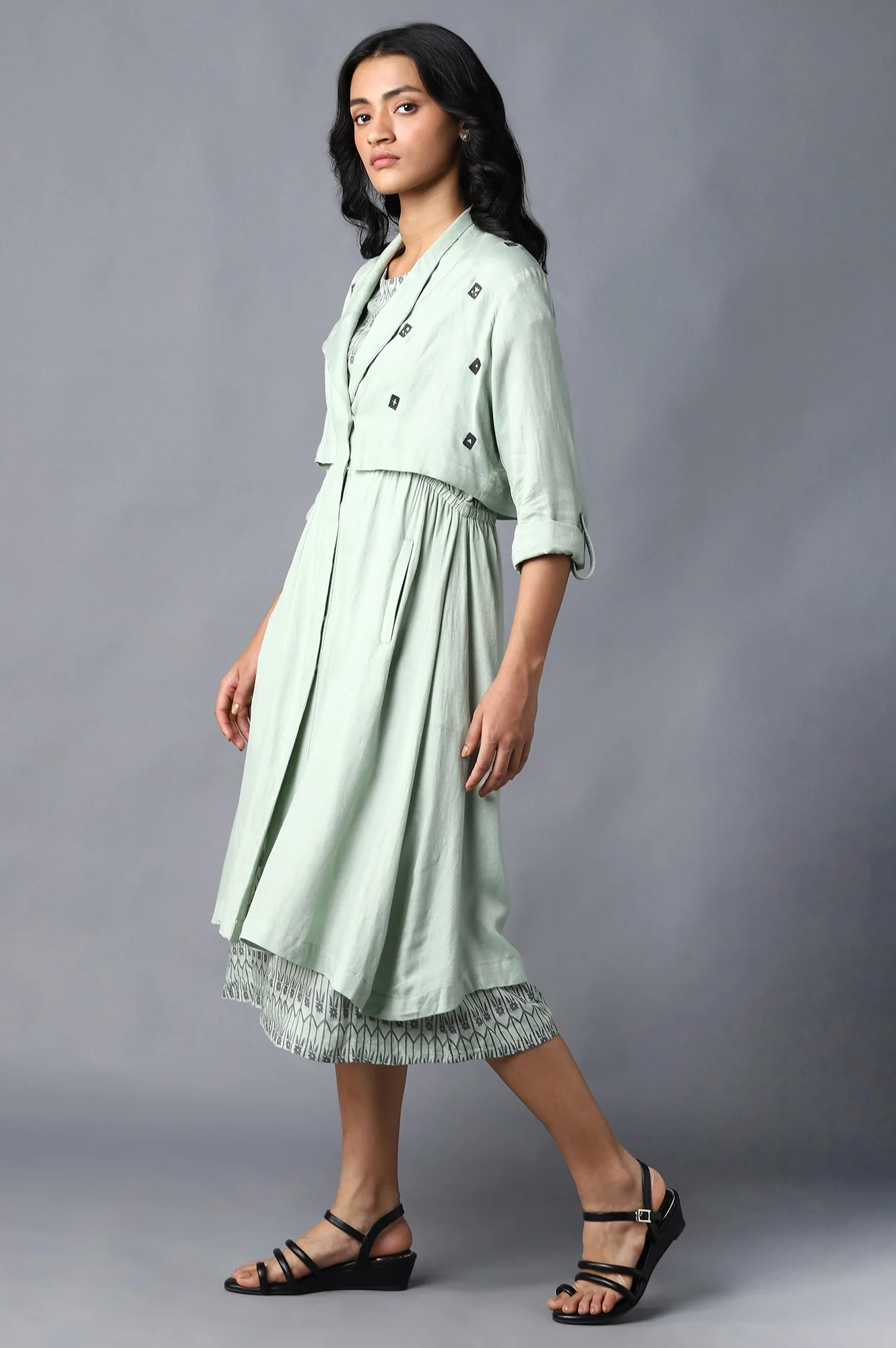 Pistachio Green Embroidered Jacket - Image 3