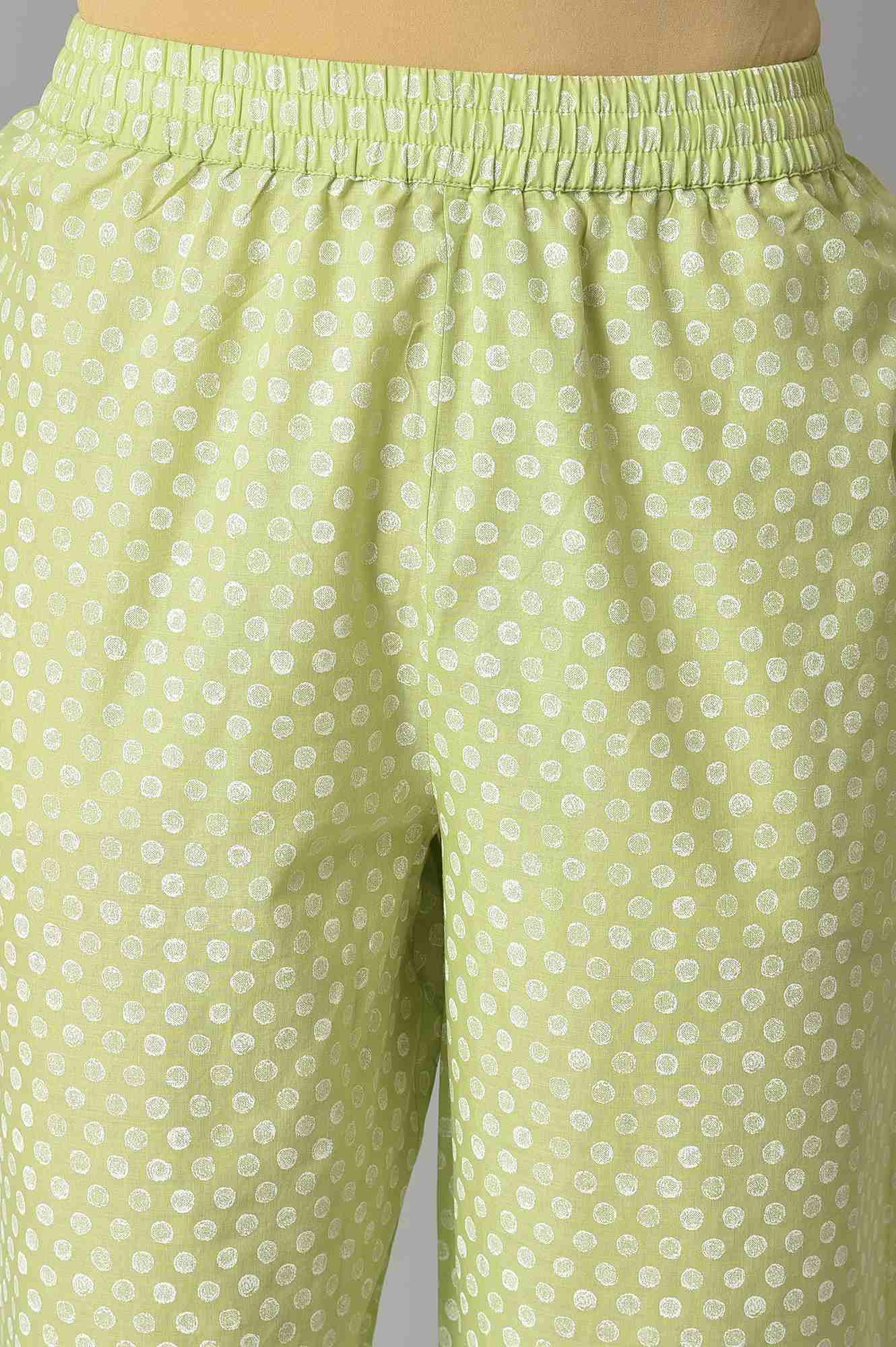 Pistachio Green Embroidered kurta And Pants Co-Ord Set - Image 6