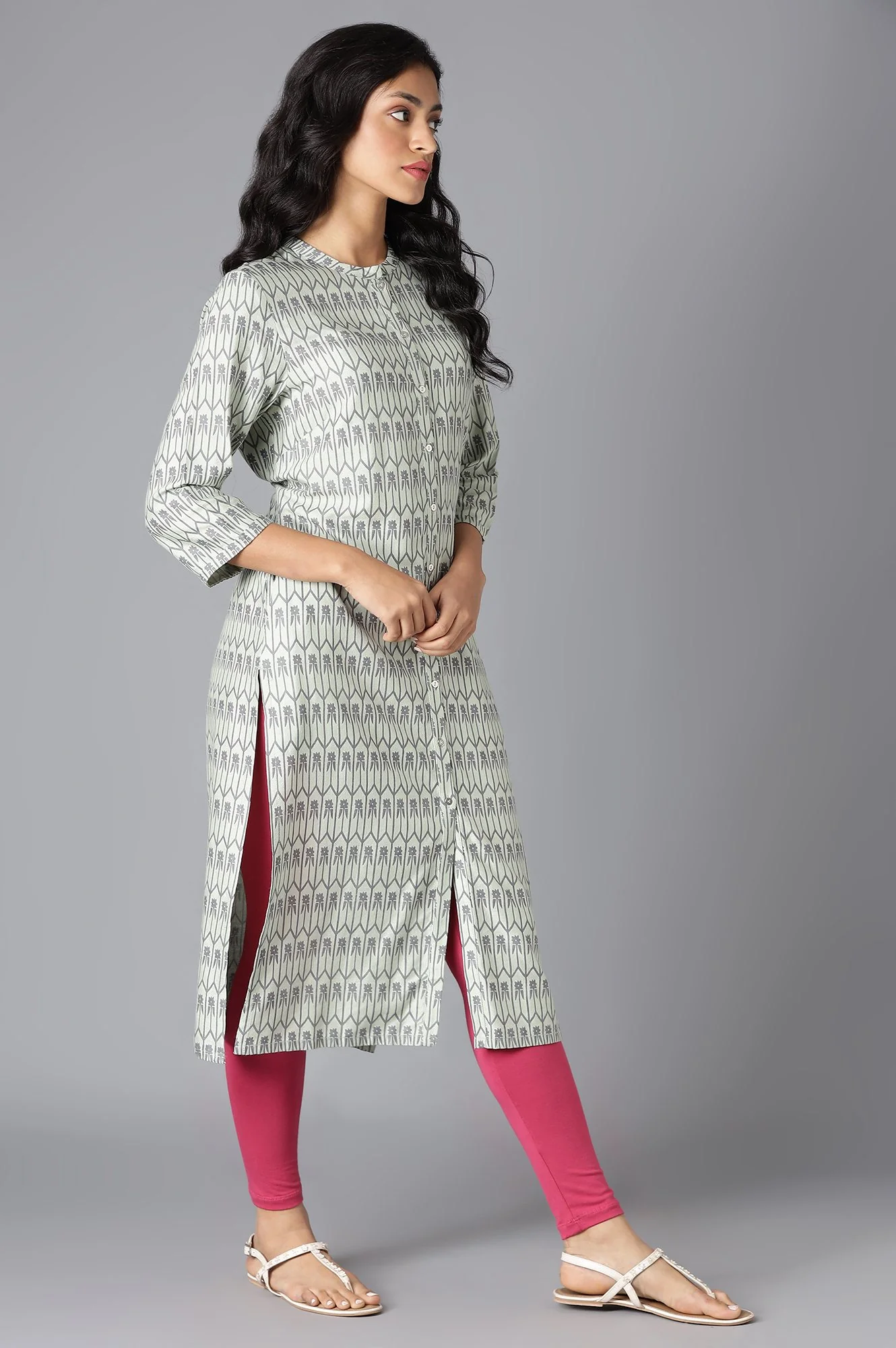 Pistachio Green Printed kurta - Image 4