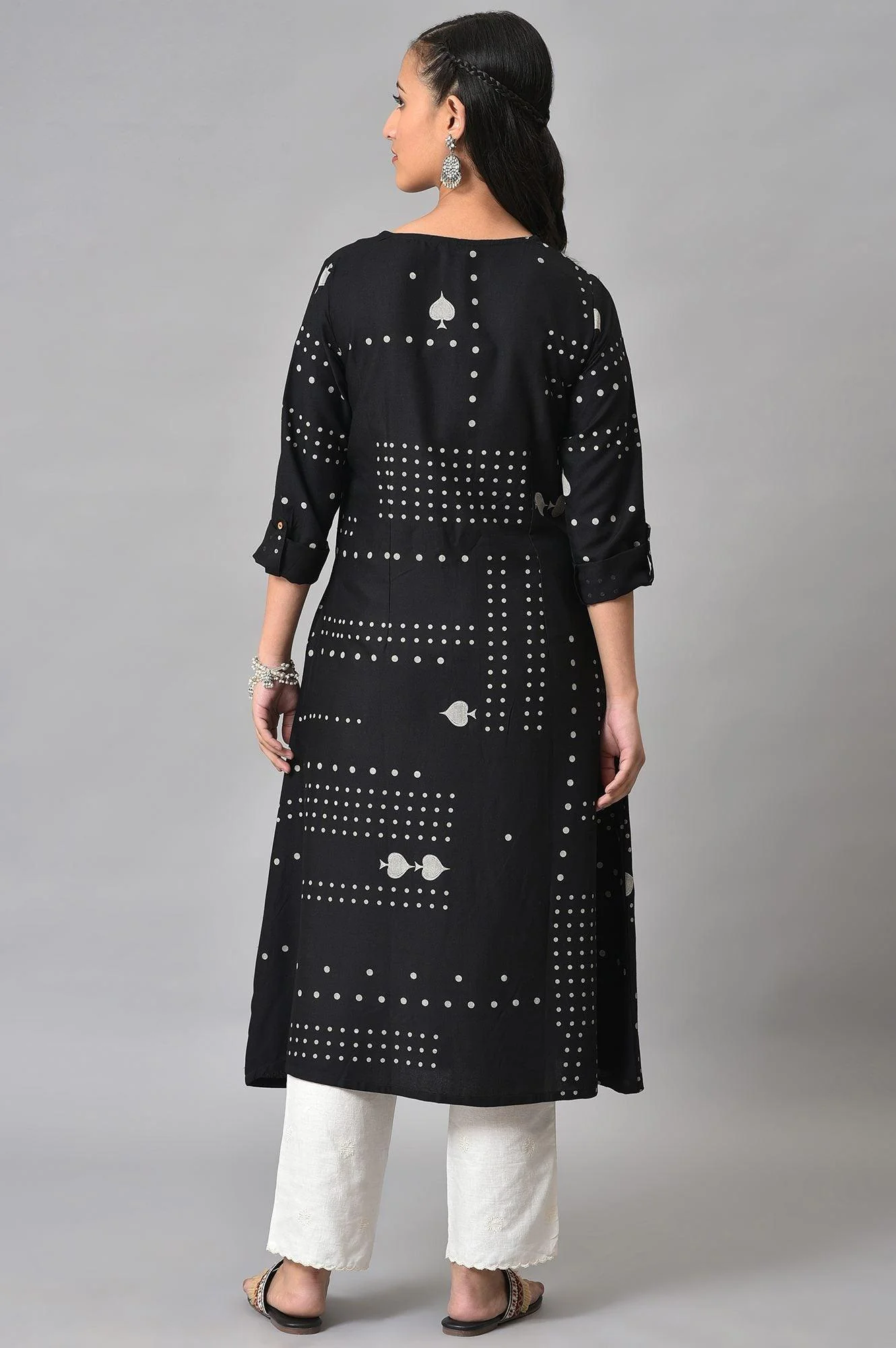 Plus Size Black Easy Breezy Spade Printed Rayon kurta - Image 2