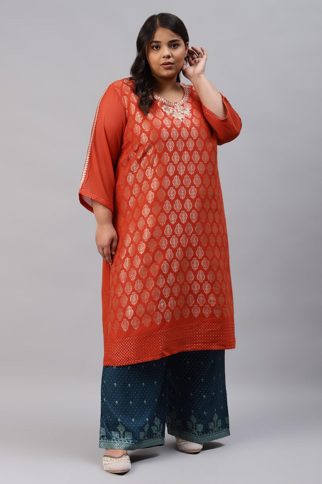 Plus Size Dark Blue Rayon Printed Parallel Pants - Image 5