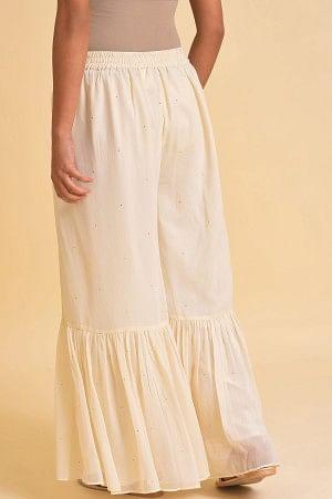 Plus Size Ecru Solid Flared Sharara - Image 2