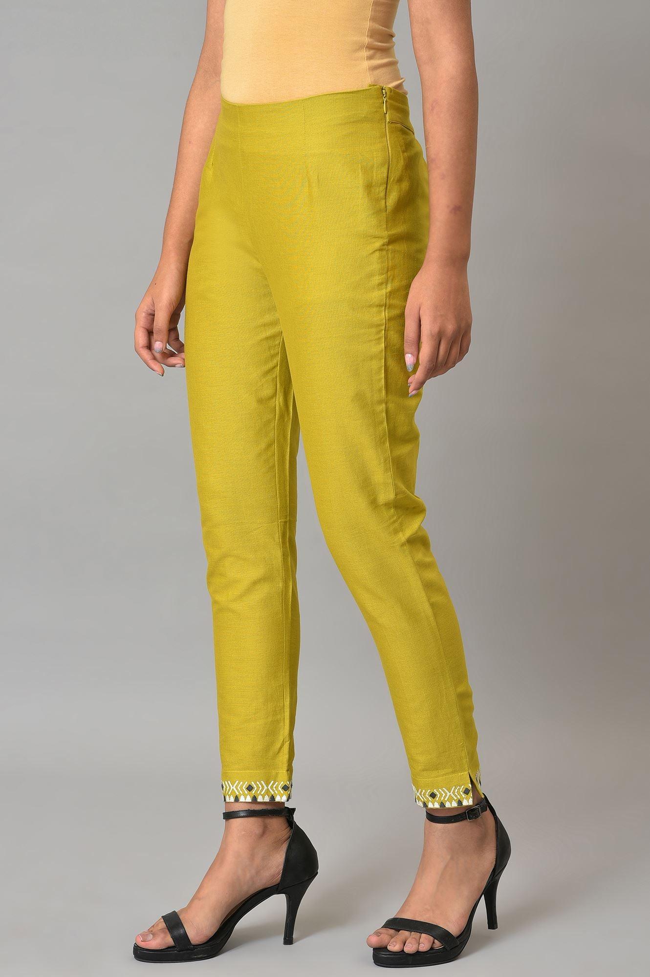 Plus Size Green Embroidered Slim Pants - Image 3