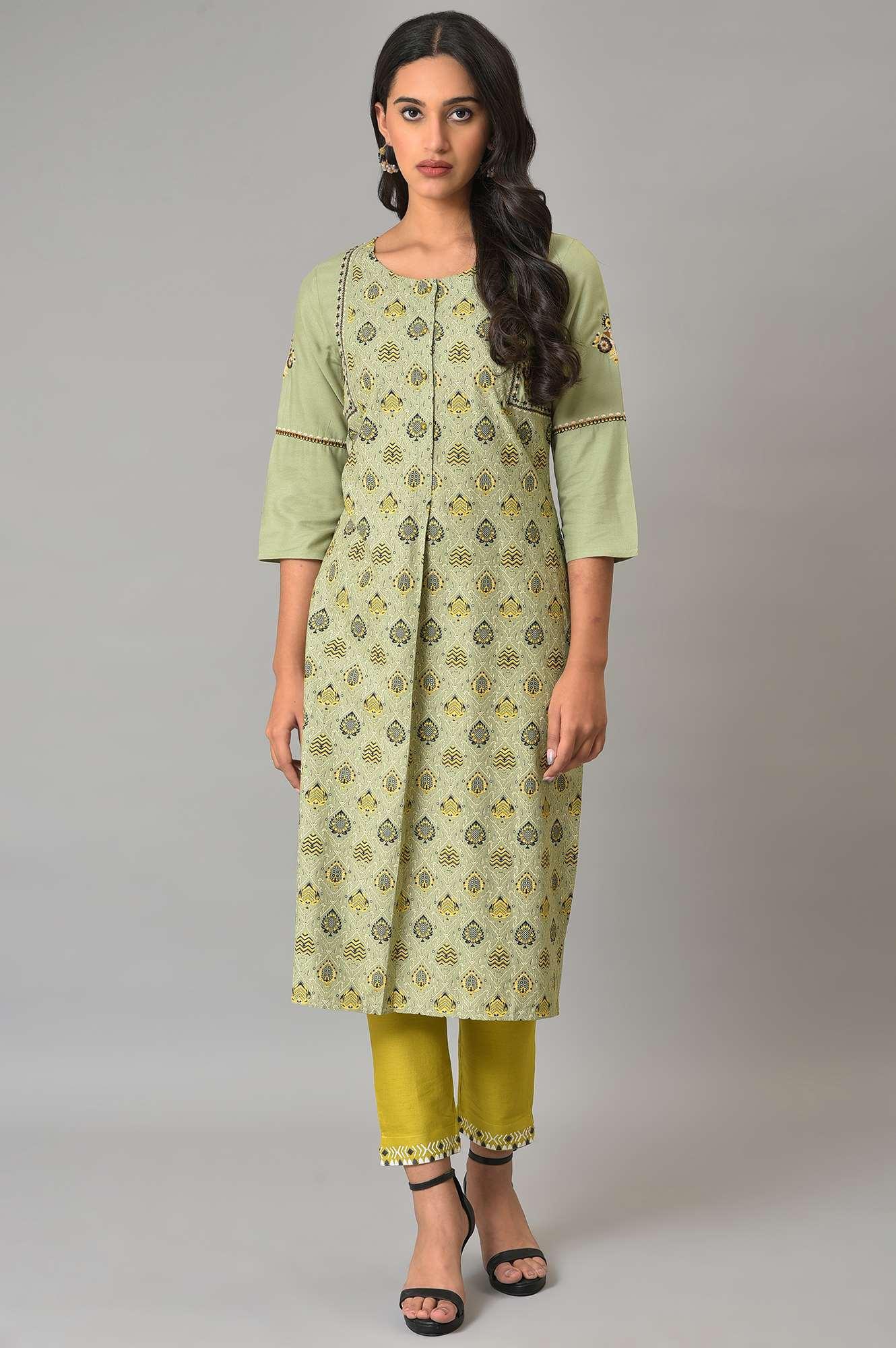 Plus Size Green Embroidered Slim Pants - Image 5