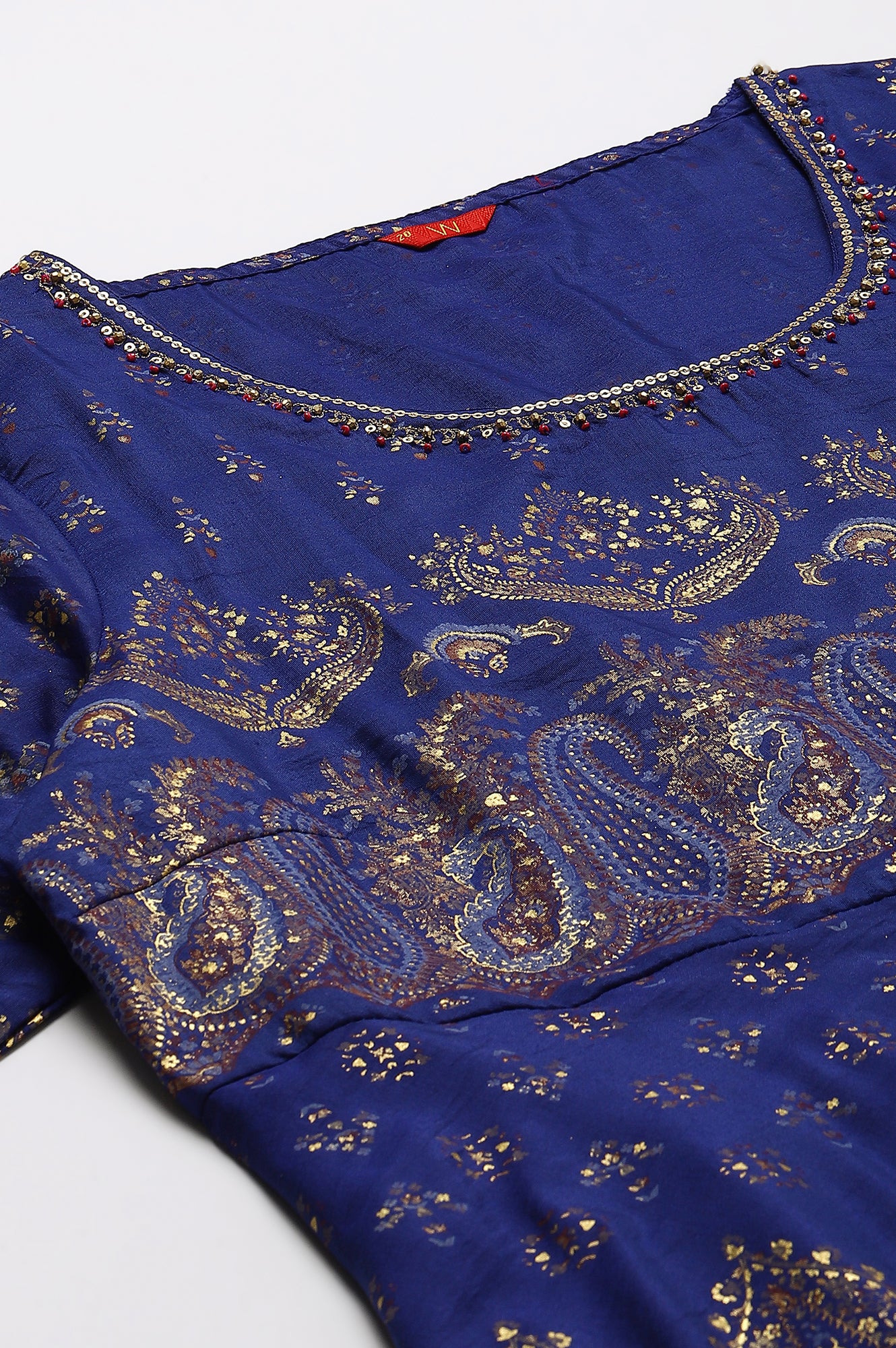 Plus Size Indigo Paisley Print Flared Festive Dress - Image 7
