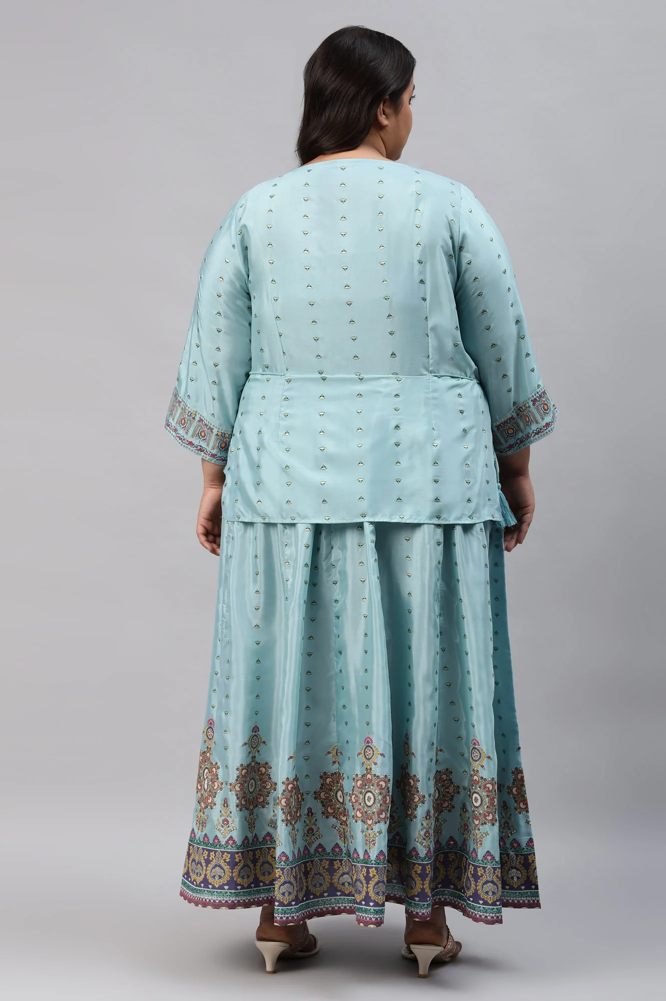 Plus Size Light Blue Embroidered Duo Dress - Image 2