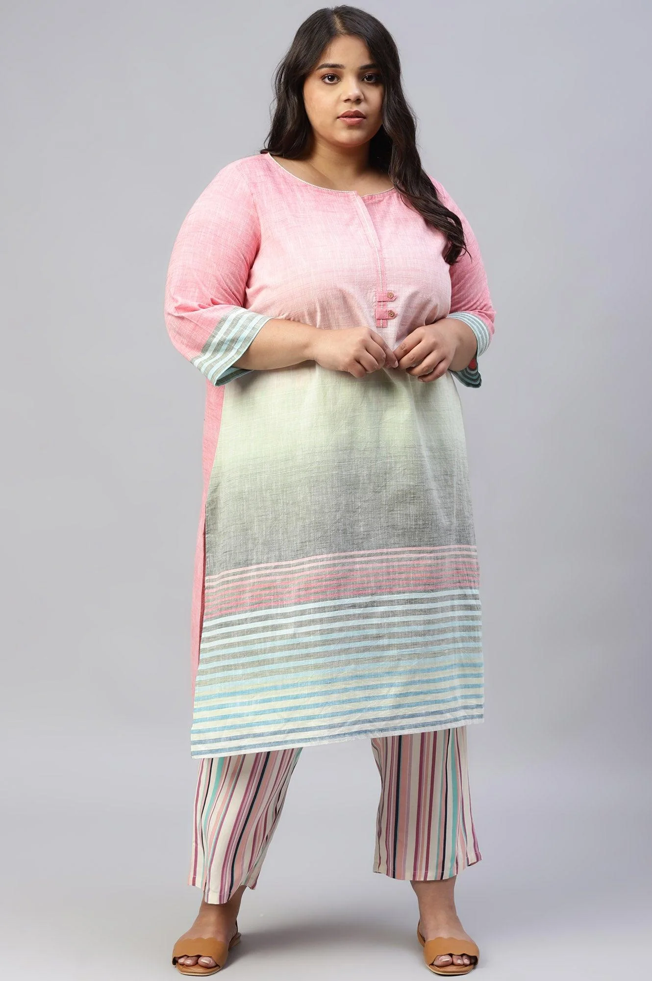 Plus Size Multicoloured Rayon Printed Parallel Pants - Image 5