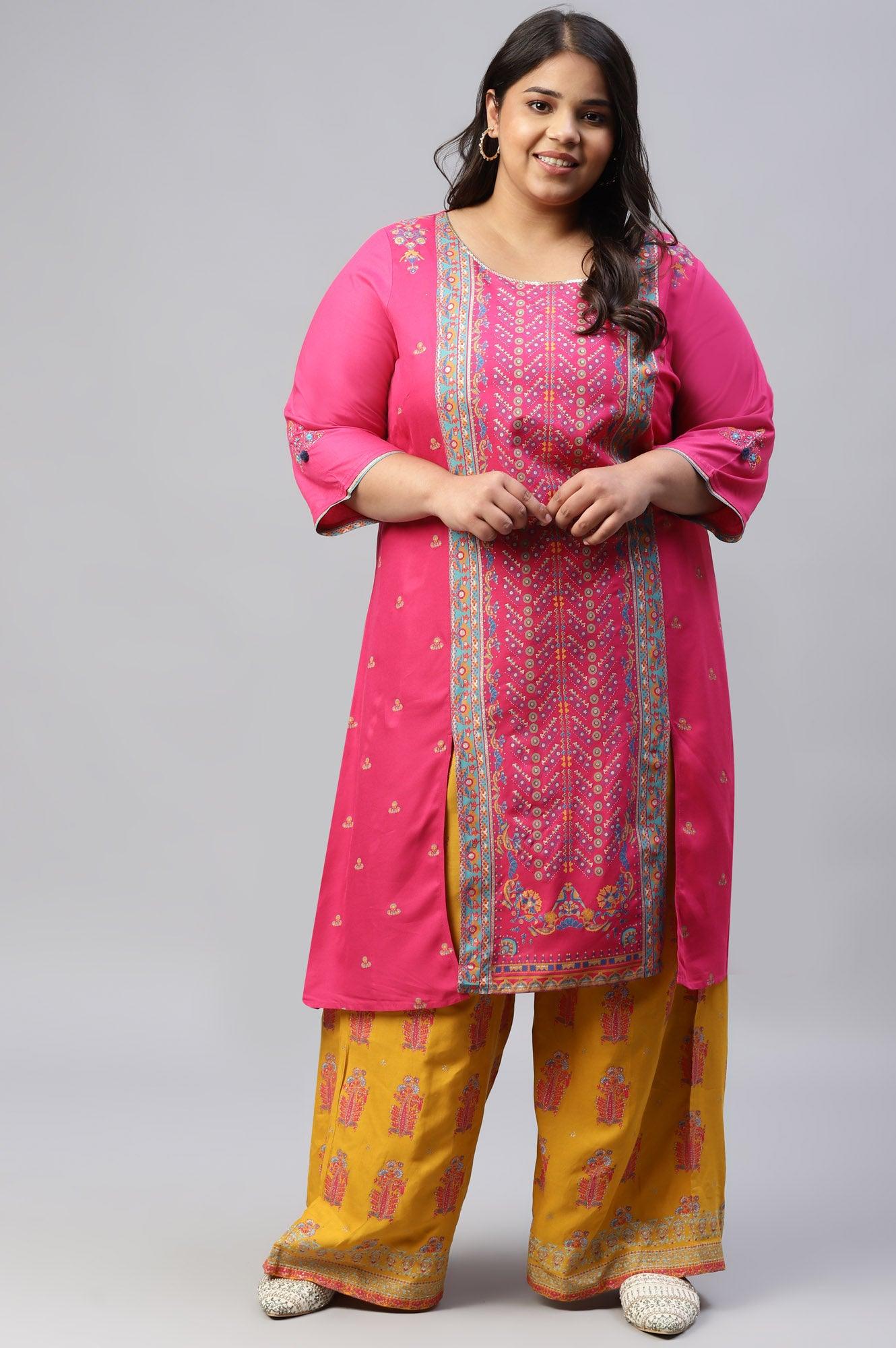 Plus Size Mustard Rayon Printed Parallel Pants - Image 5
