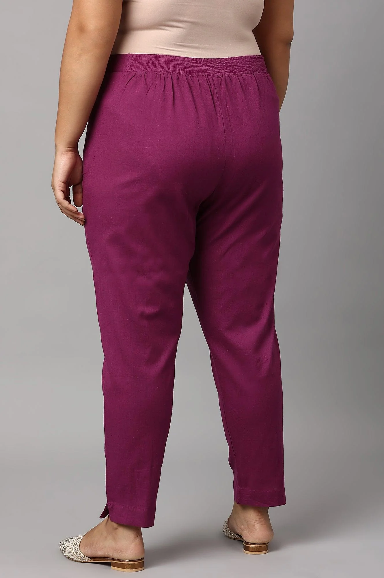 Plus Size Orchid Purple Cotton Blend Slim Pants - Image 2