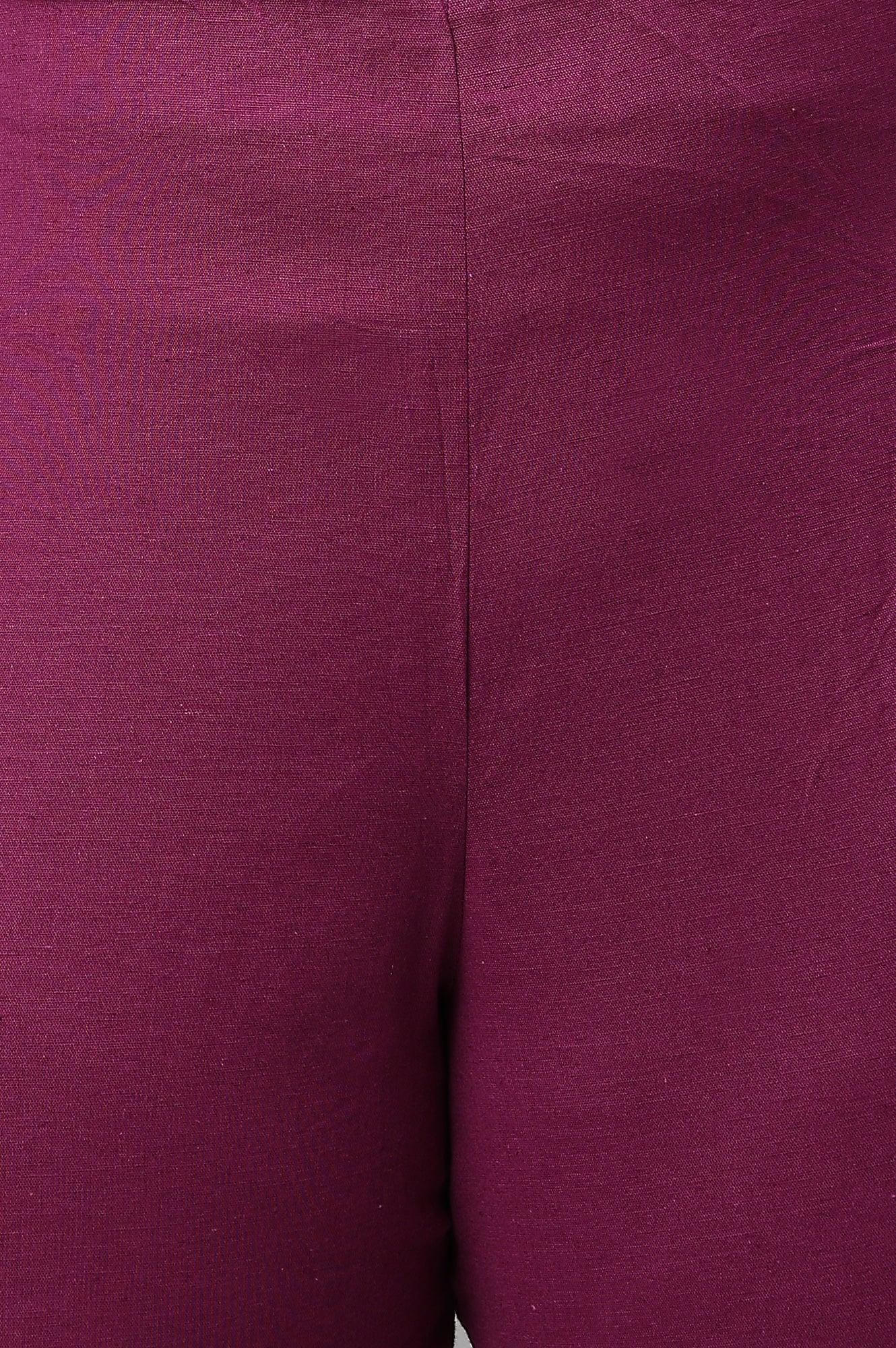 Plus Size Orchid Purple Cotton Blend Slim Pants - Image 5