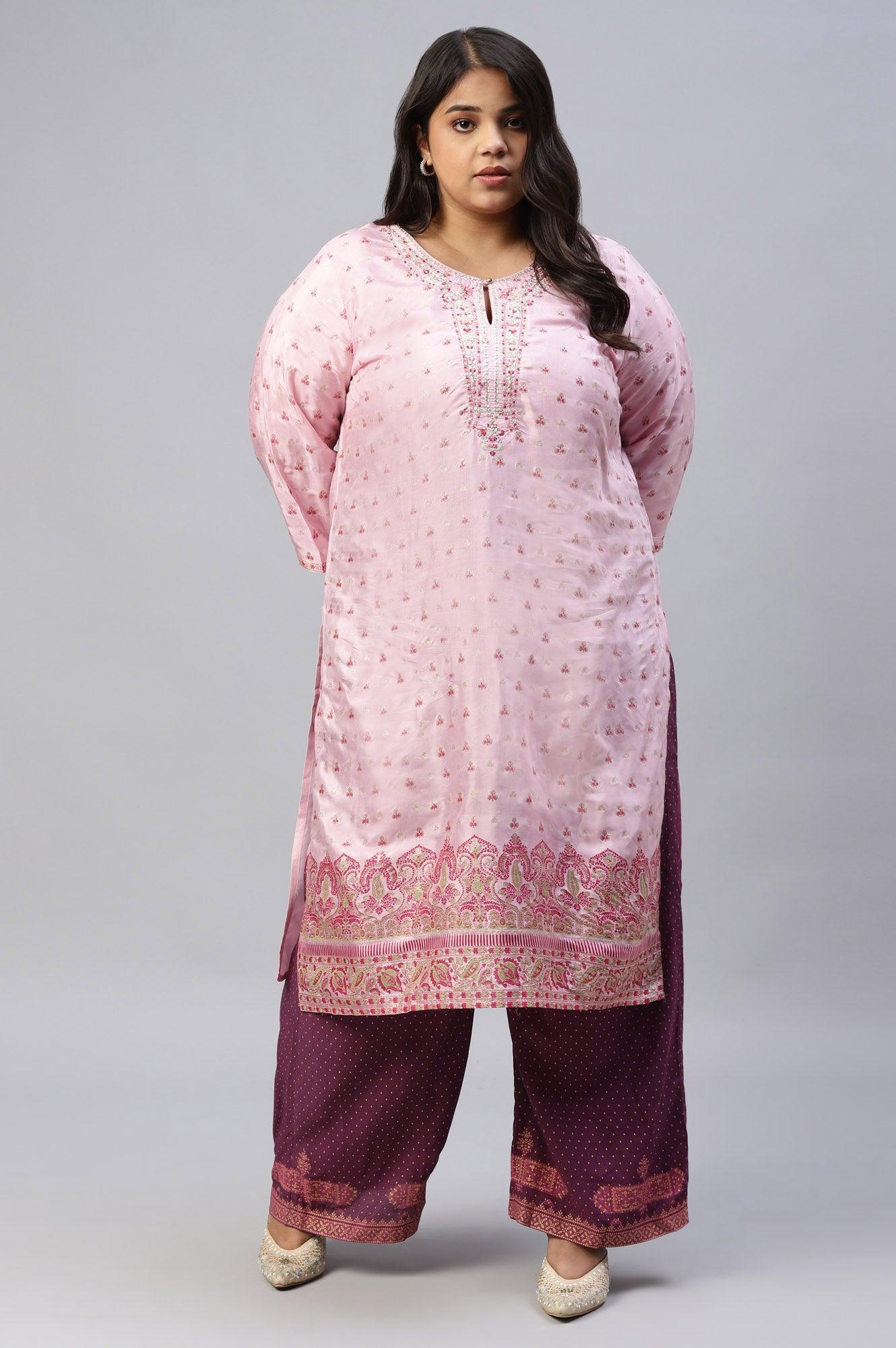 Plus Size Orchid Purple Rayon Printed Parallel Pants - Image 5