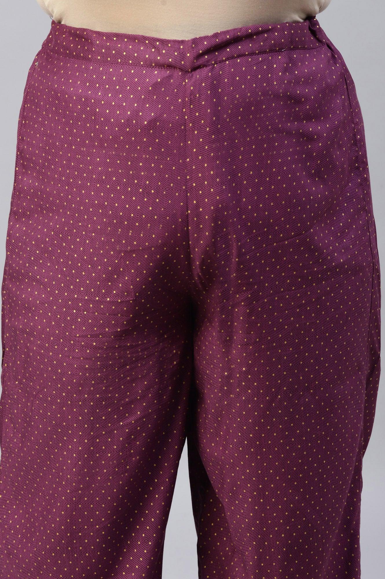 Plus Size Orchid Purple Rayon Printed Parallel Pants - Image 6